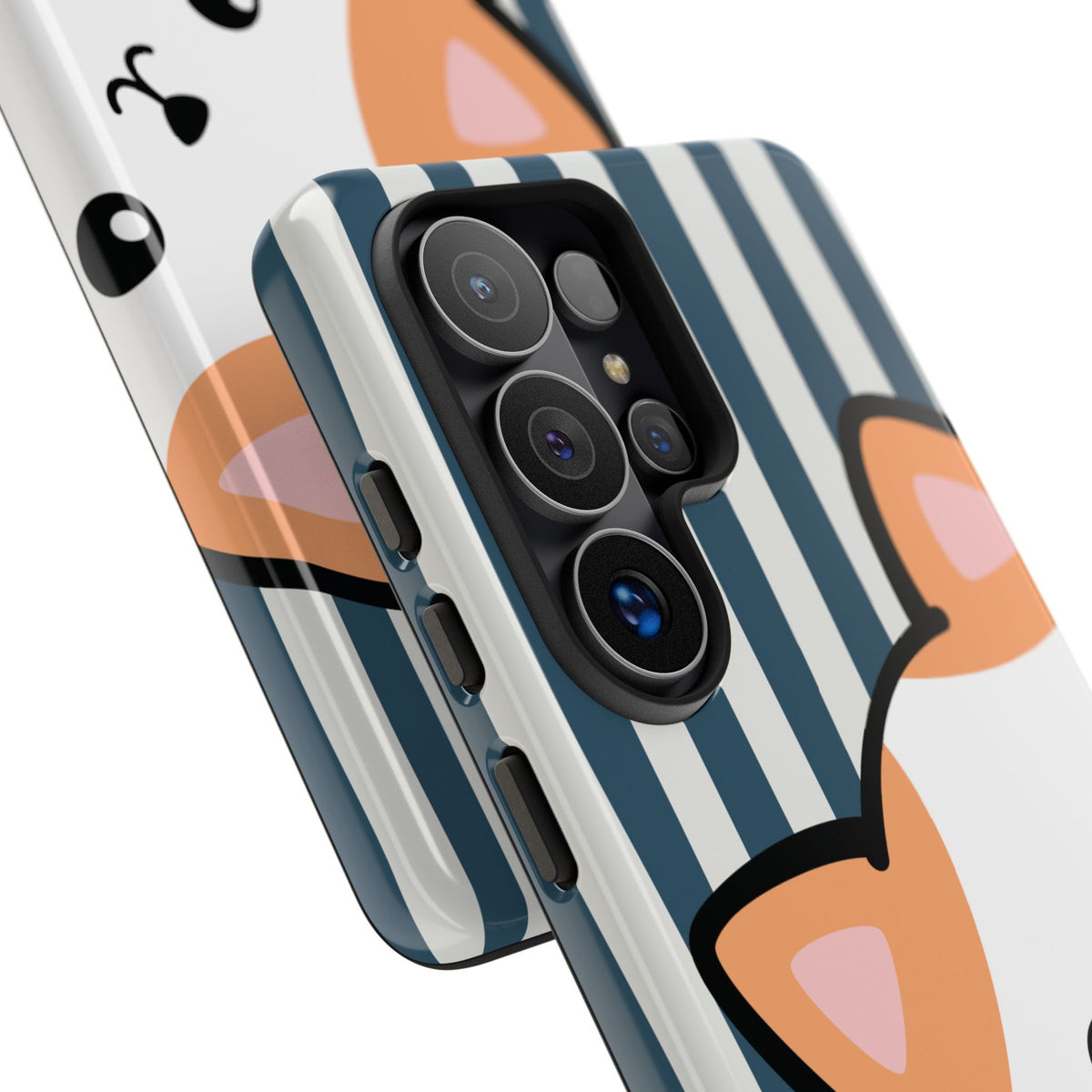 Playful Peakaboo Cat with Blue Stripe Pattern Phone Case - Blue Phone Case
