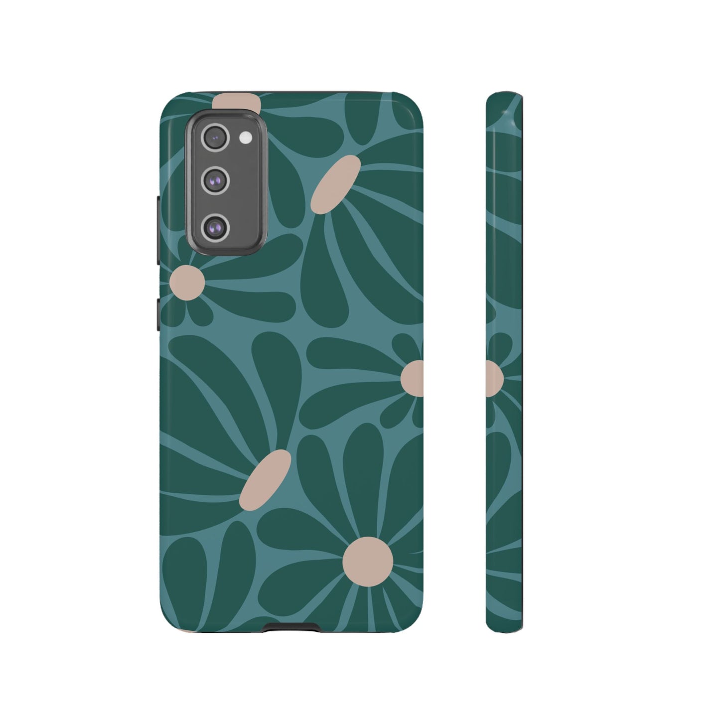 Samsung Galaxy S20 FE / Glossy Phone Case - ’Retro Turquoise Daisy Pattern’ Phone Case
