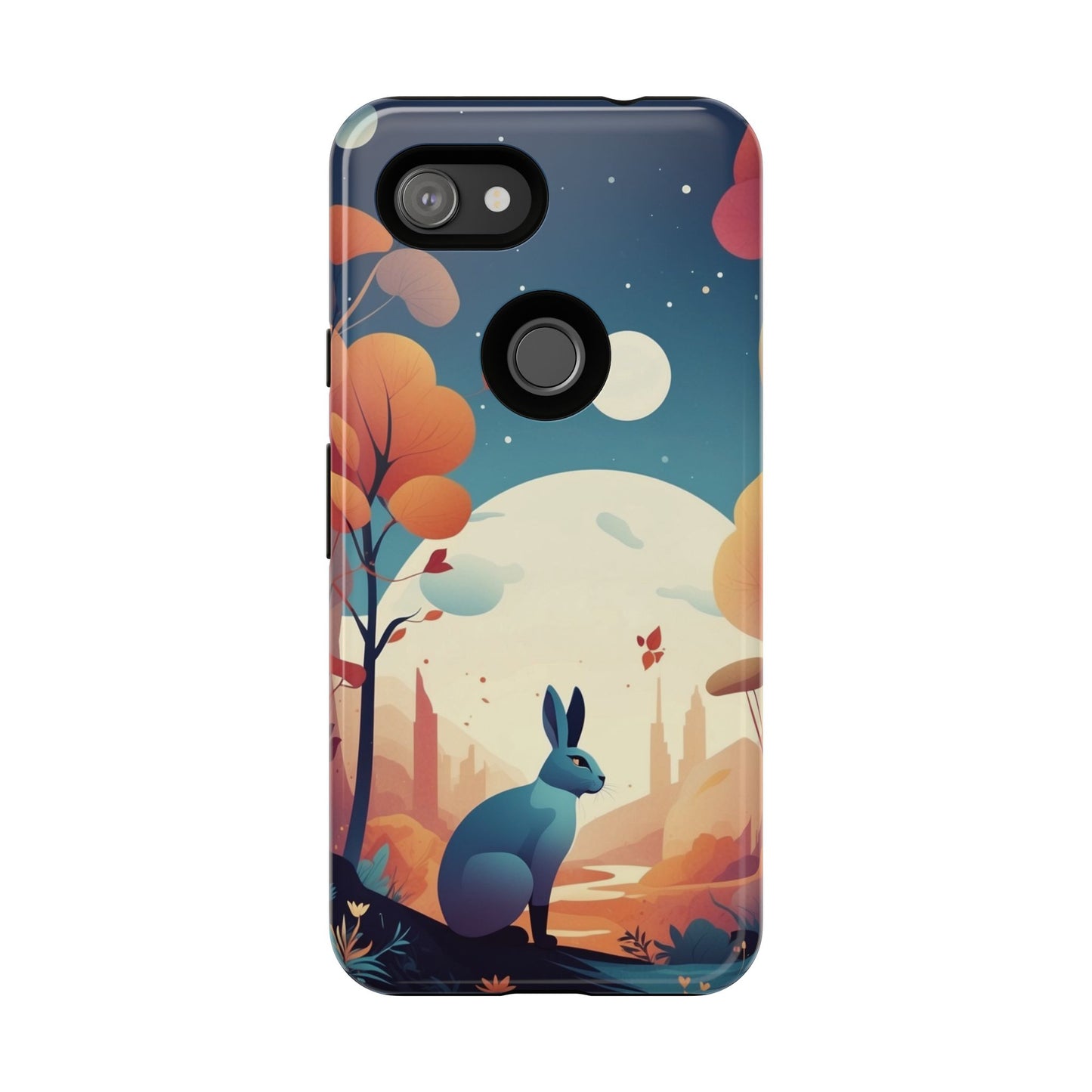 Stylised Blue Hare Design Phone Case