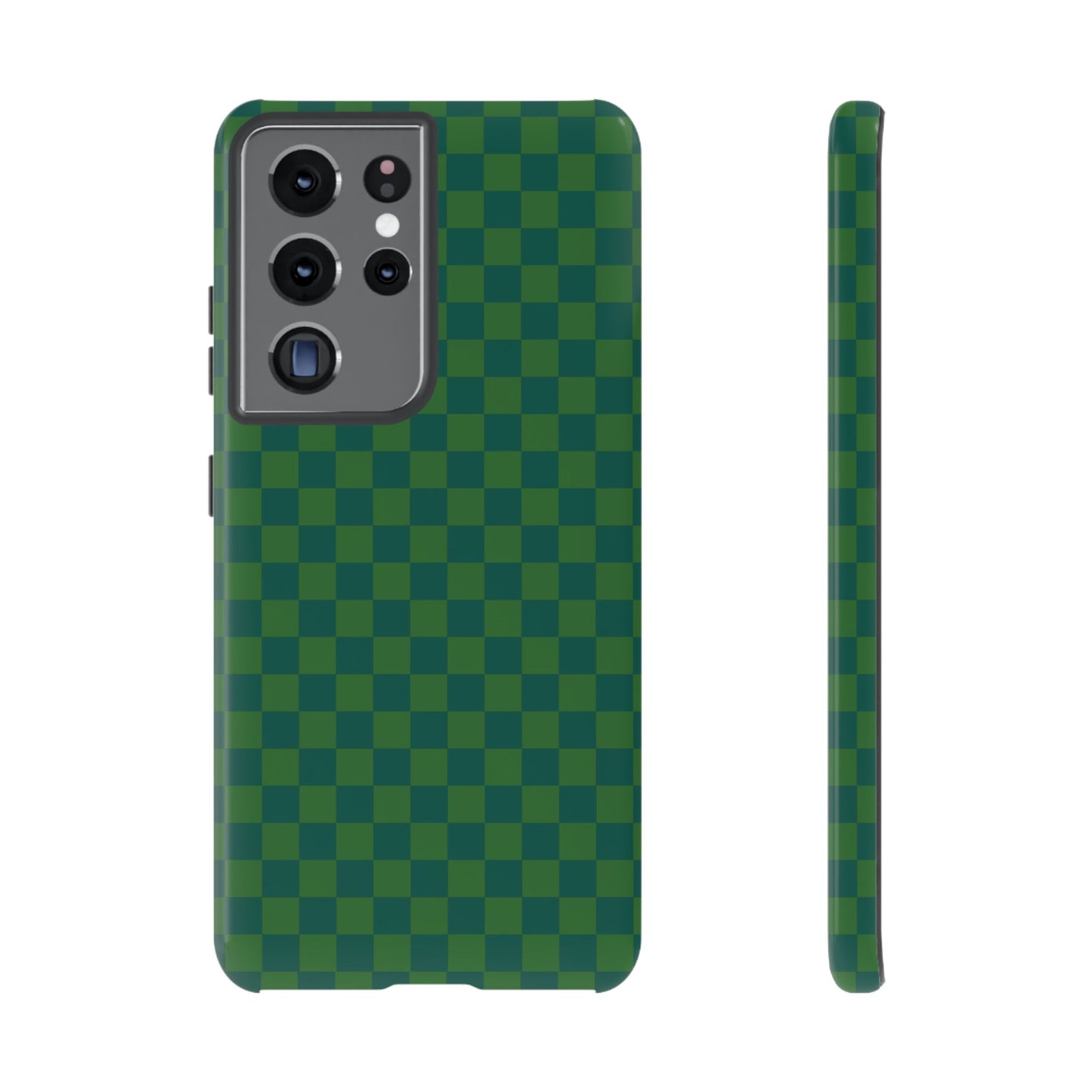 Samsung Galaxy S21 Ultra / Glossy Phone Case - ’Bold Green Checkered Pattern’ Phone Case