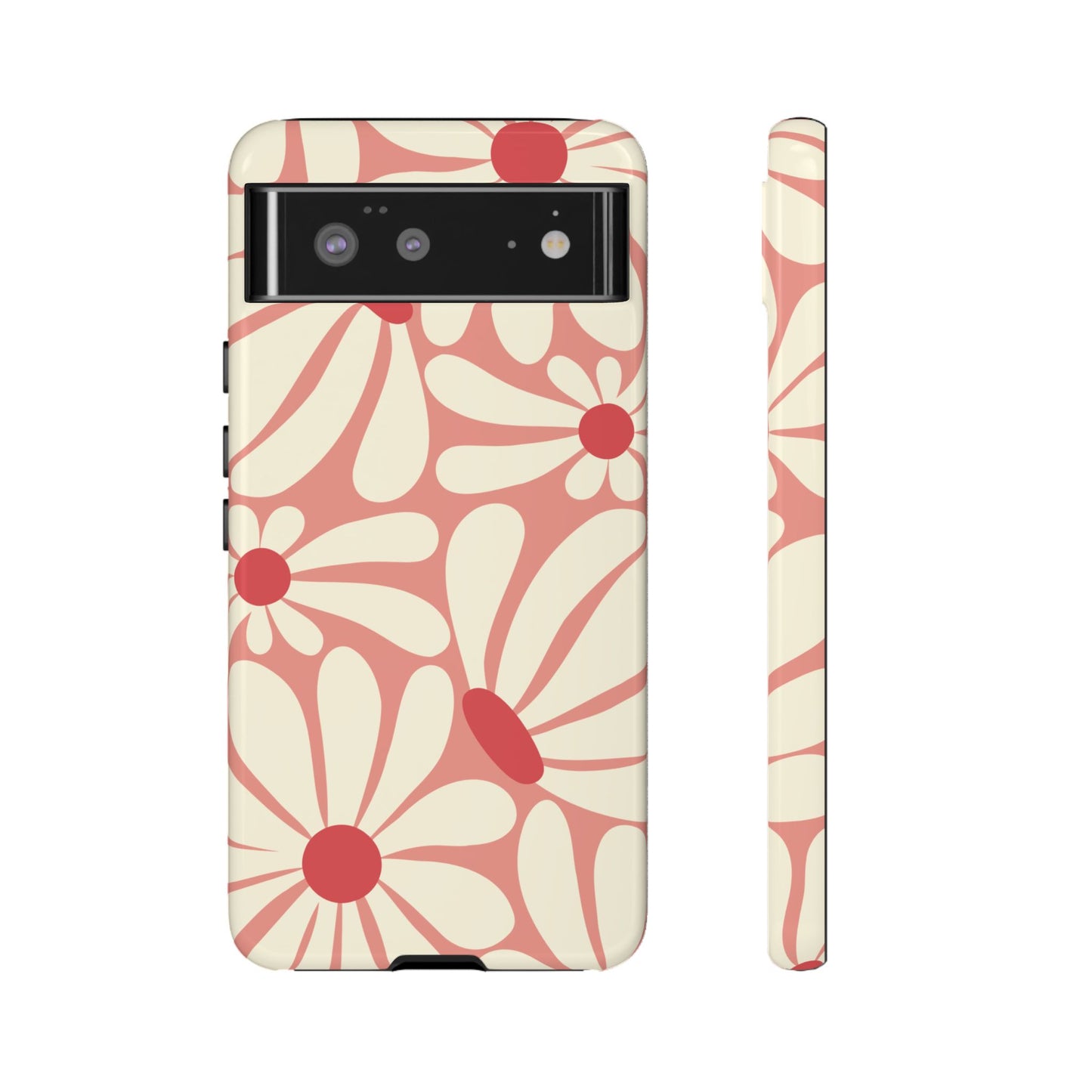 Google Pixel 6 / Glossy Phone Case - ’Retro Pink Daisy Pattern’ Phone Case