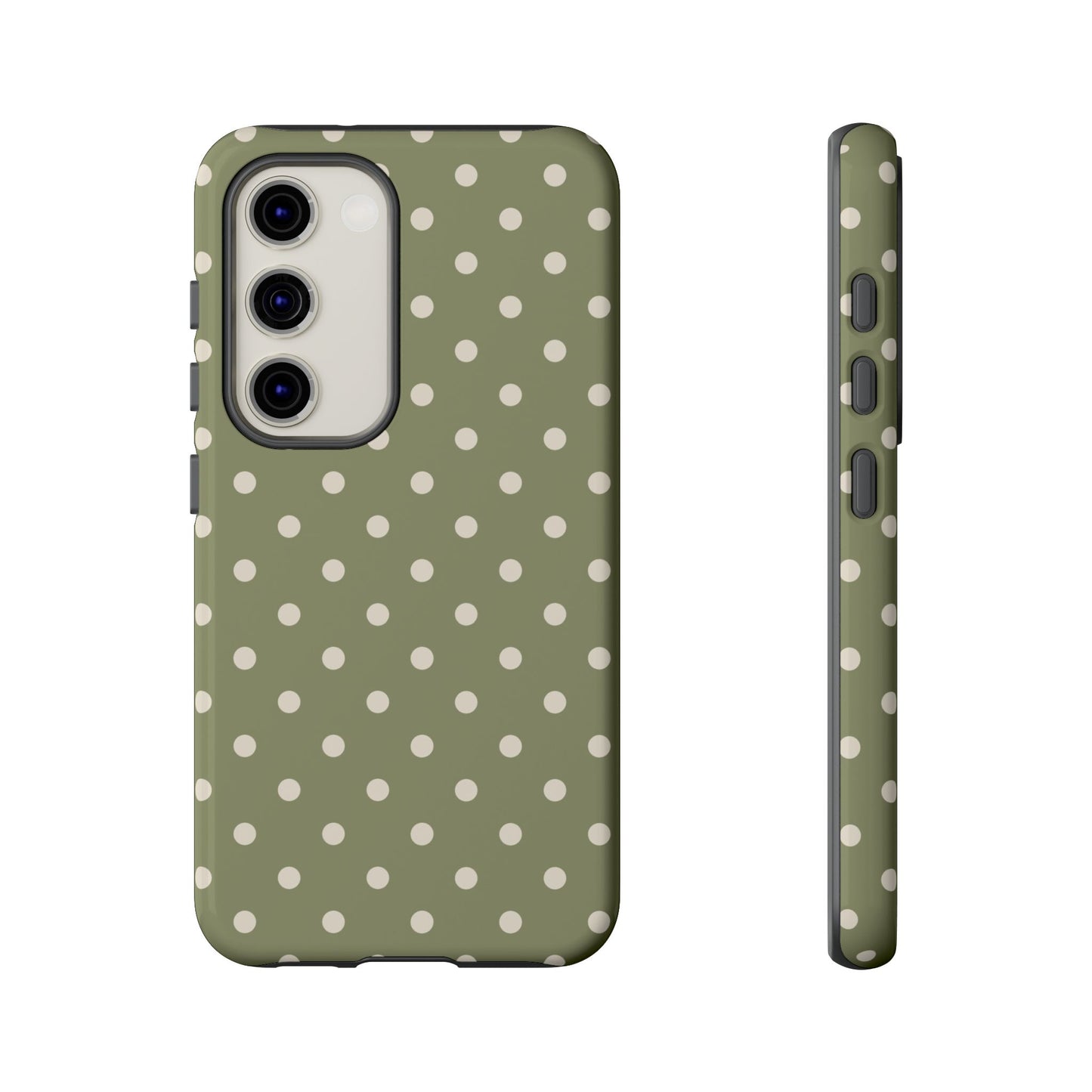 Samsung Galaxy S23 / Glossy Phone Case - ’Green & White Dot Pattern’ Phone Case
