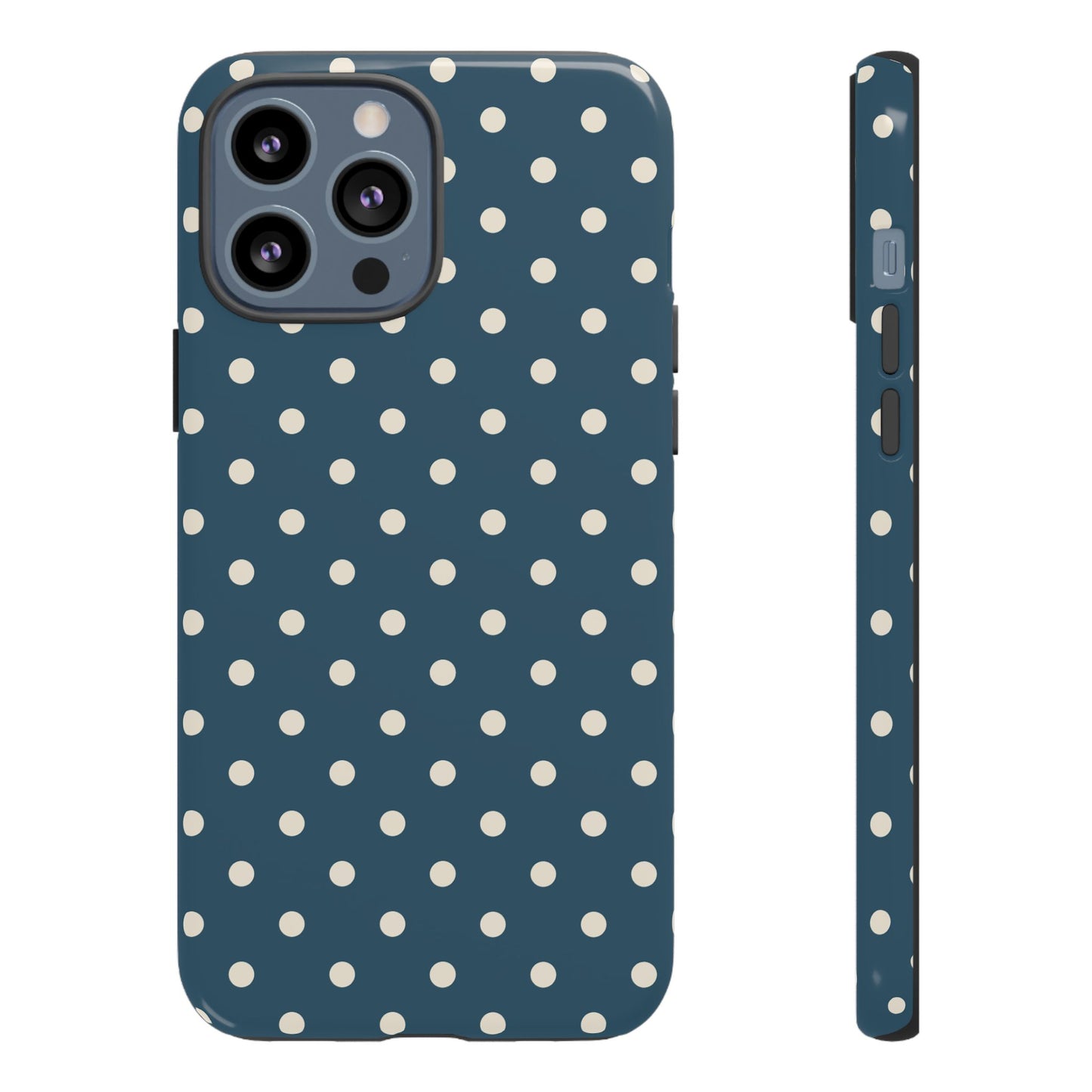 iPhone 13 Pro Max / Glossy Phone Case - ’Blue & White Dot Pattern’ Phone Case