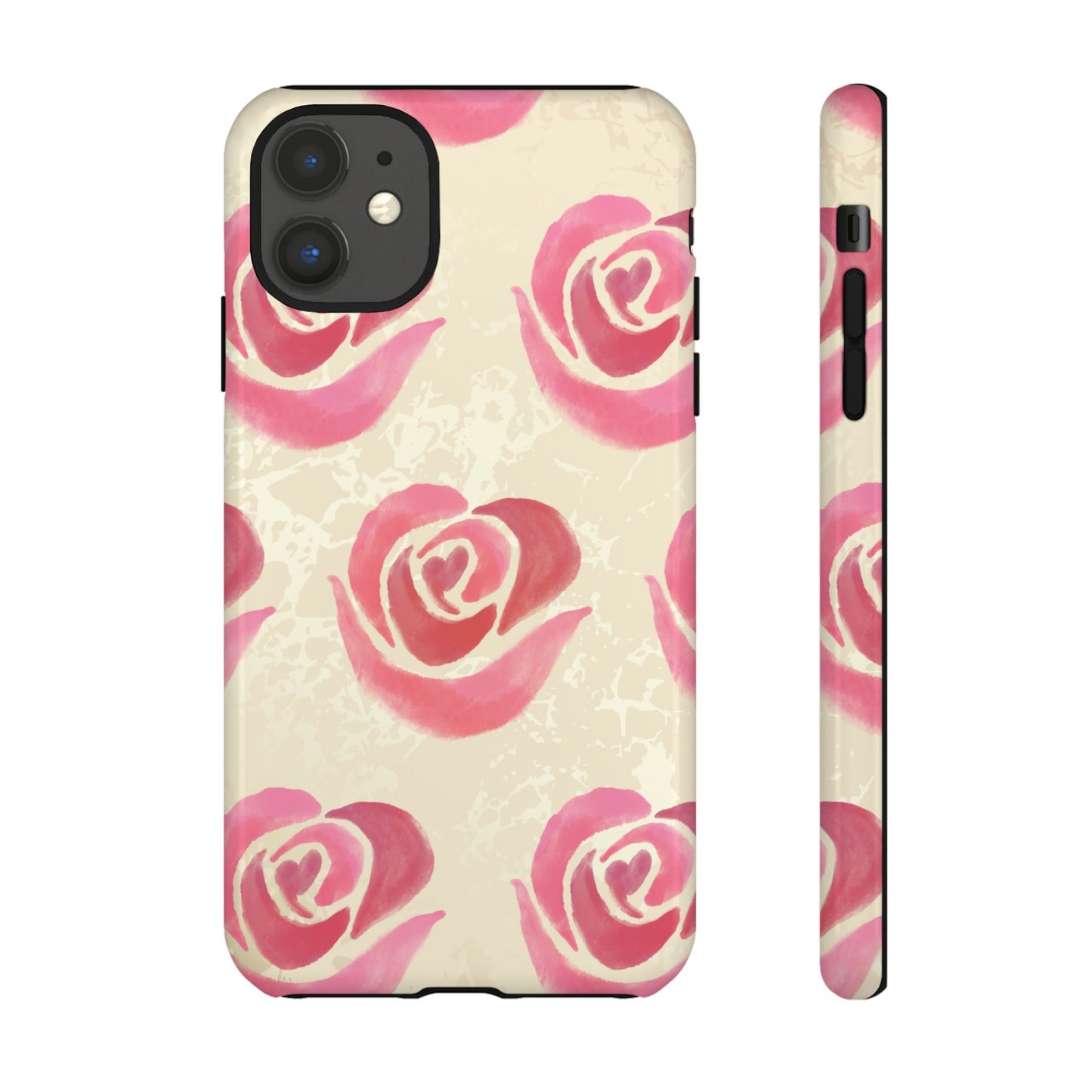iPhone 11 / Glossy Phone Case - ’Pink Rose Pattern’ Phone Case