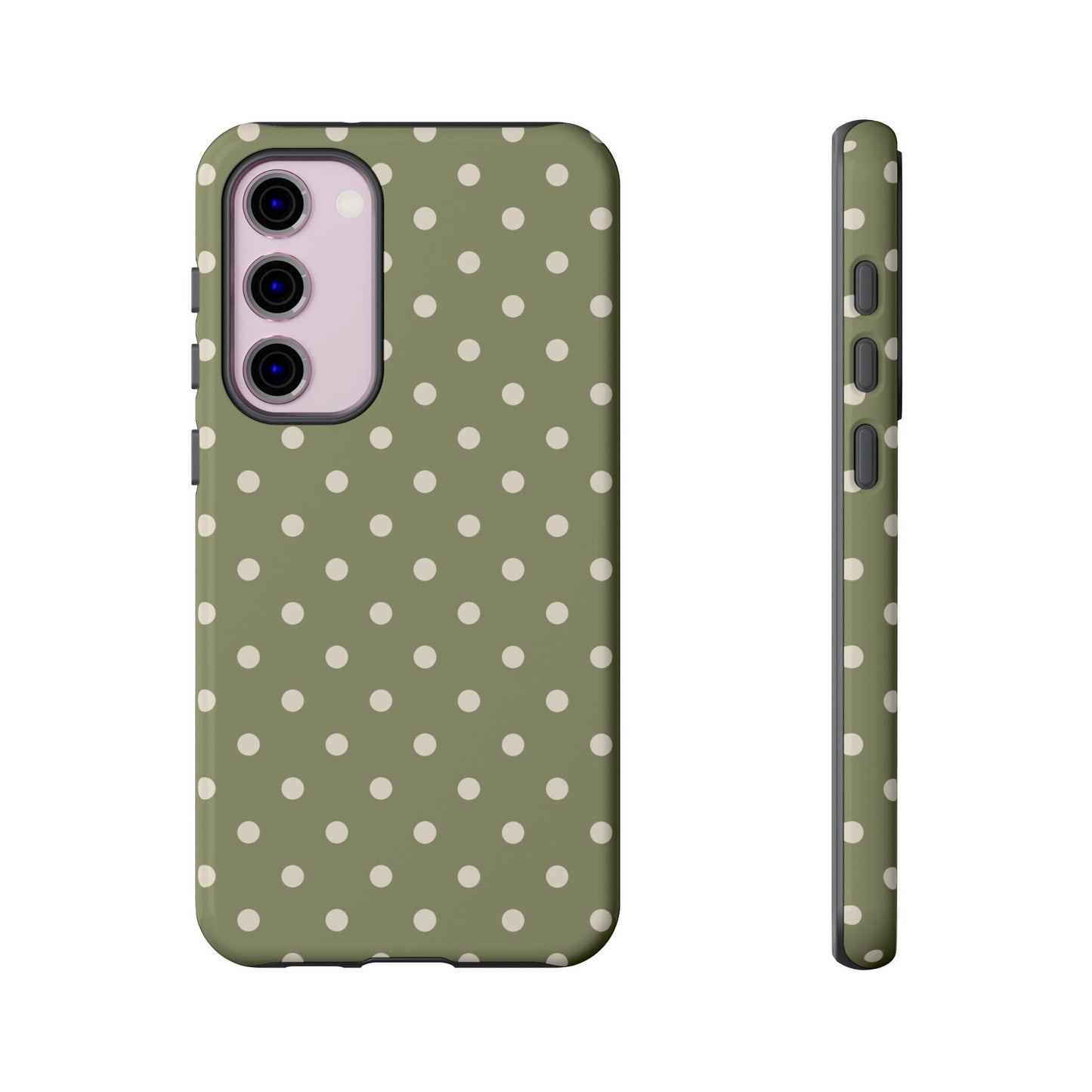 Samsung Galaxy S23 Plus / Glossy Phone Case - ’Green & White Dot Pattern’ Phone Case