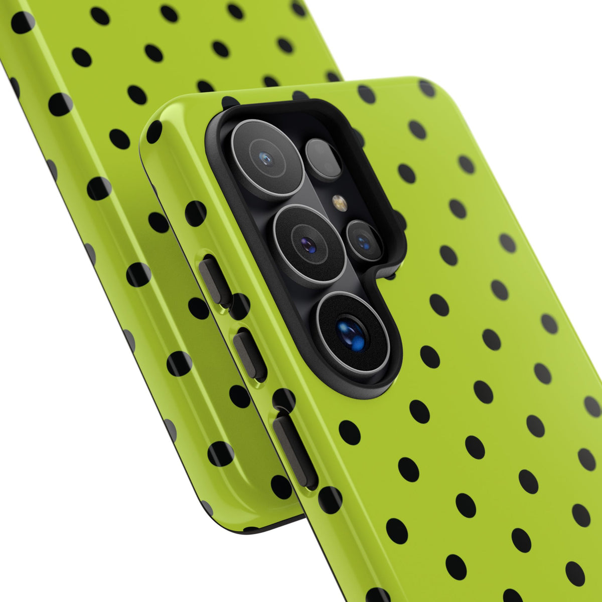 Trendy Neon Lime Green & Black Dot Pattern Phone Case