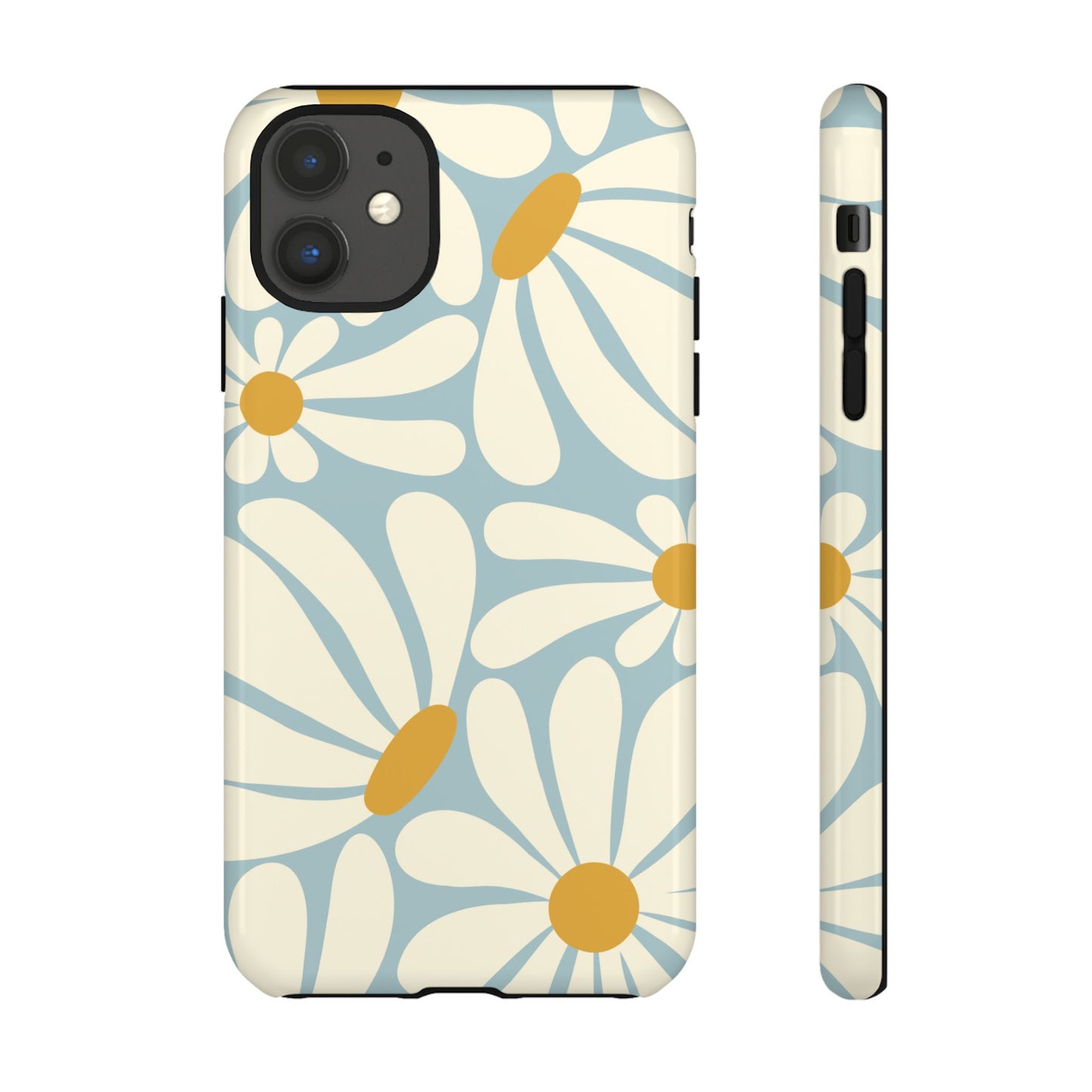 iPhone 11 / Glossy Phone Case - ’Retro Blue Daisy Pattern’ Phone Case