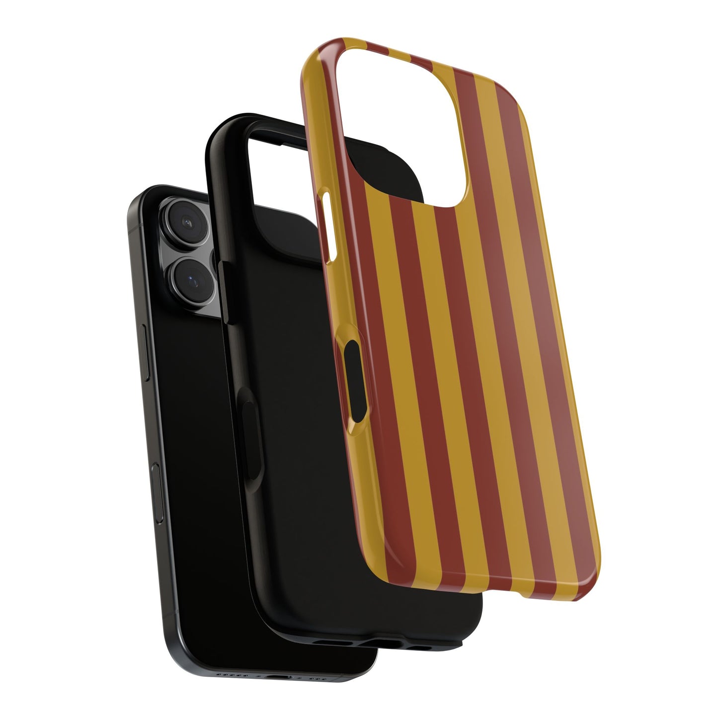 Phone Case - Trendy Mustard & Burgandy Stripe Pattern Phone Case