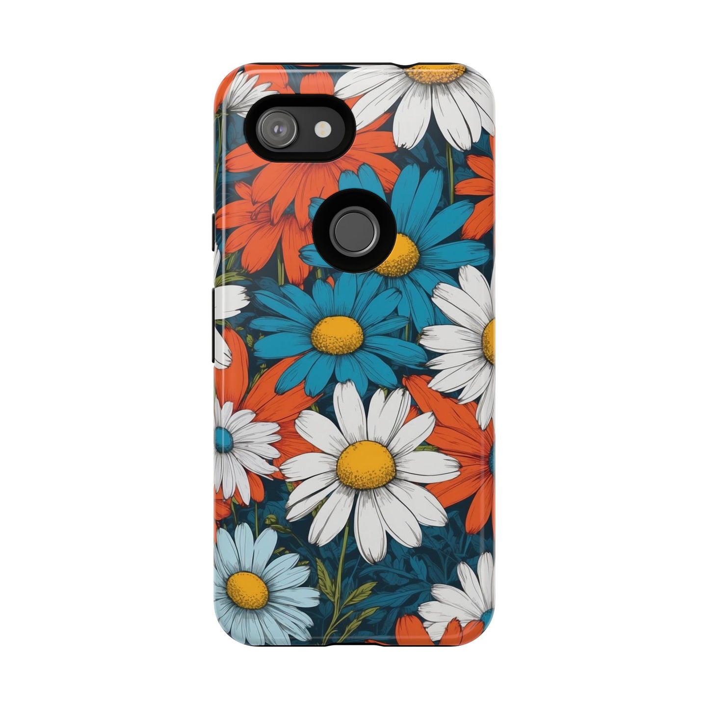 Pop Art Daisies Illustration "Red & Blue" Phone Case