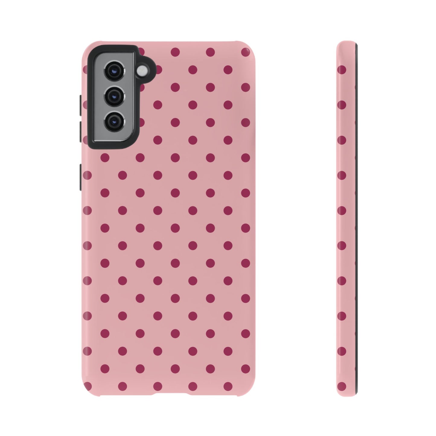 Samsung Galaxy S21 Plus / Glossy Phone Case - ’Pink with Red Dot Pattern’ Phone Case