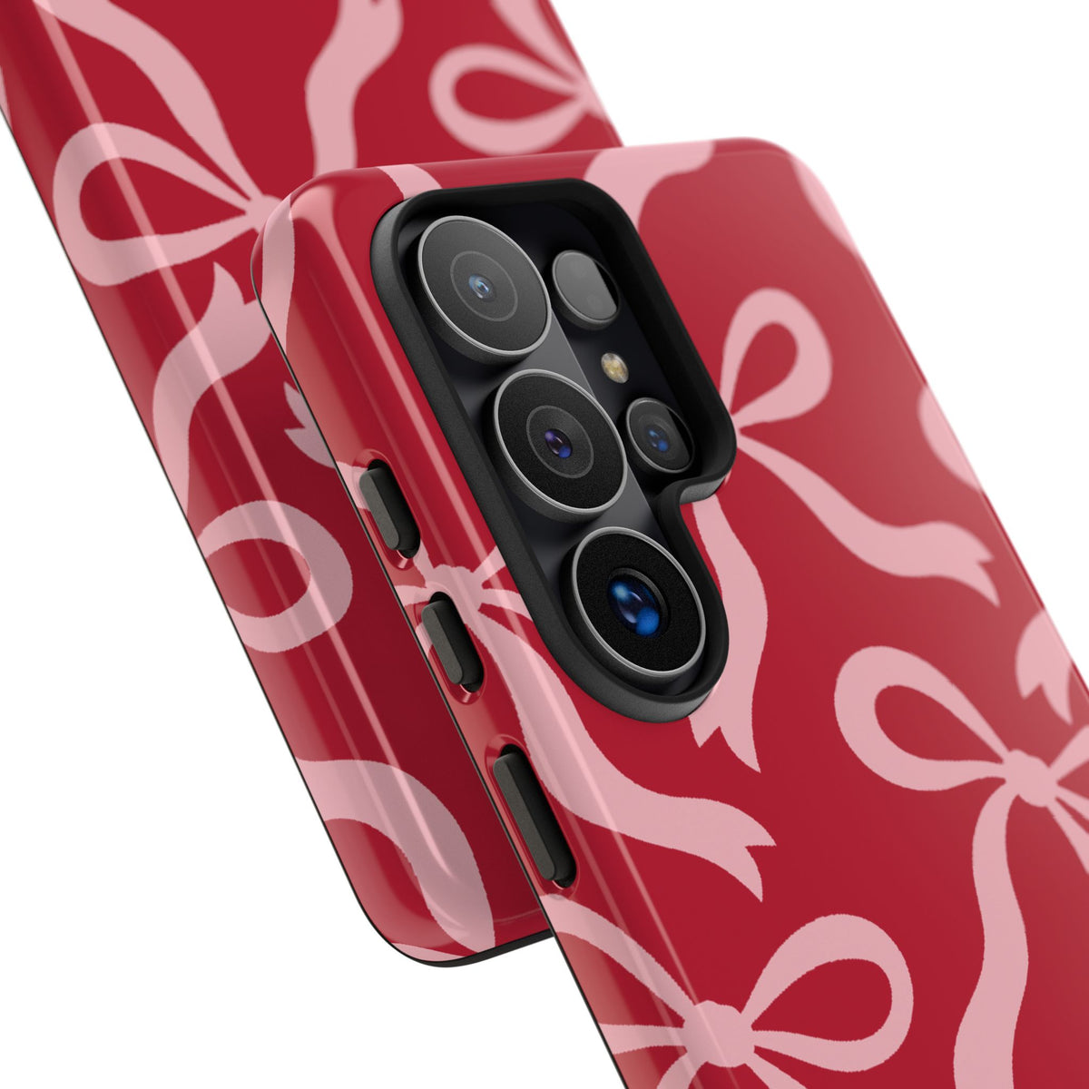 Bold Raspberry Red and Blush Pink Bow Pattern Phone Case - Red Phone Case