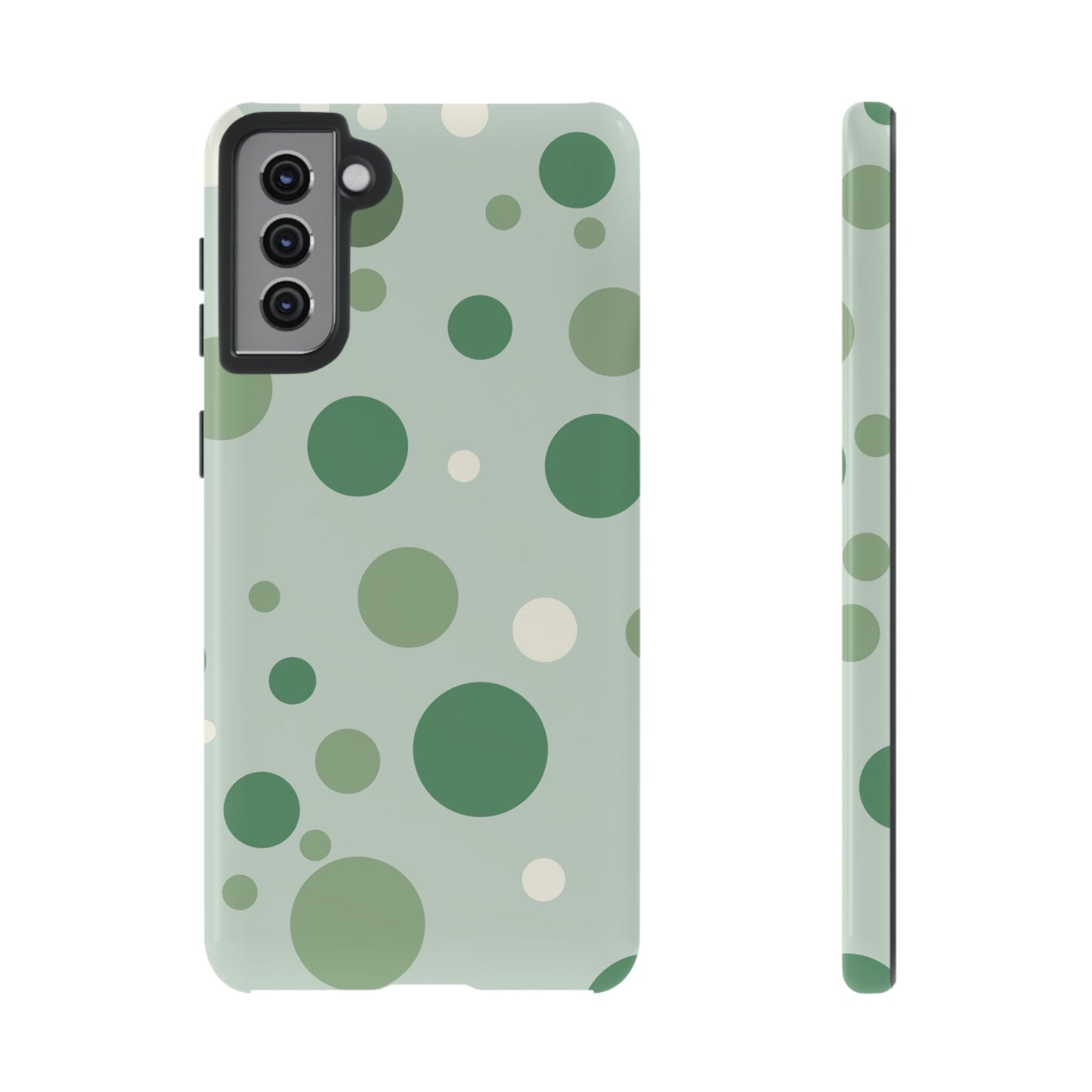Samsung Galaxy S21 Plus / Glossy Phone Case - ’Bold Green Dot Pattern’ Phone Case