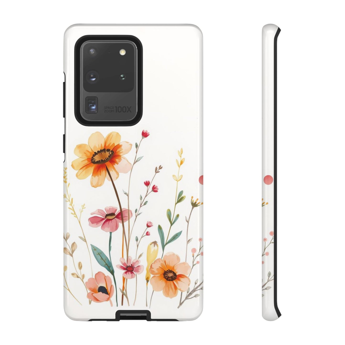 Samsung Galaxy S20 Ultra / Glossy Phone Case - Boho Chic Watercolour Wild Blooms Pattern Phone Case