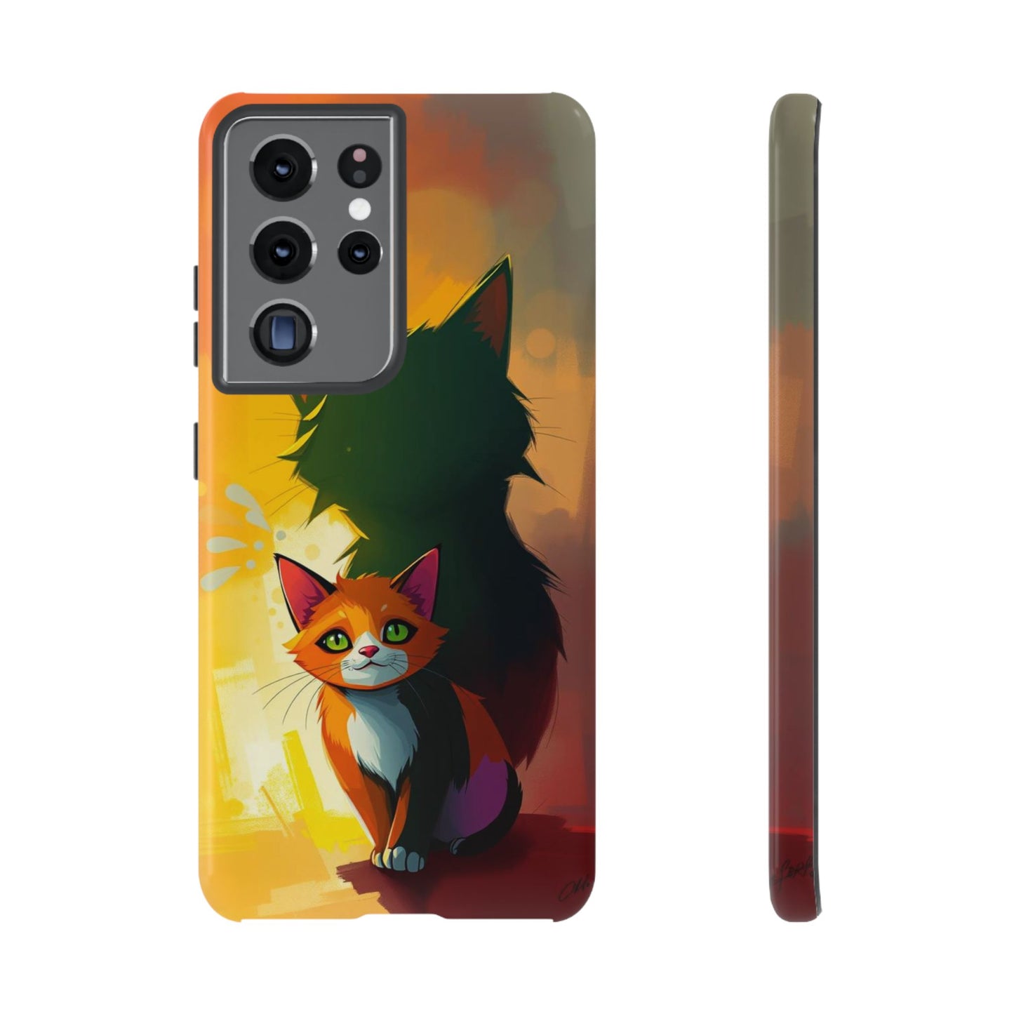 Acrylic Style Shadow Cat Design Phone Case