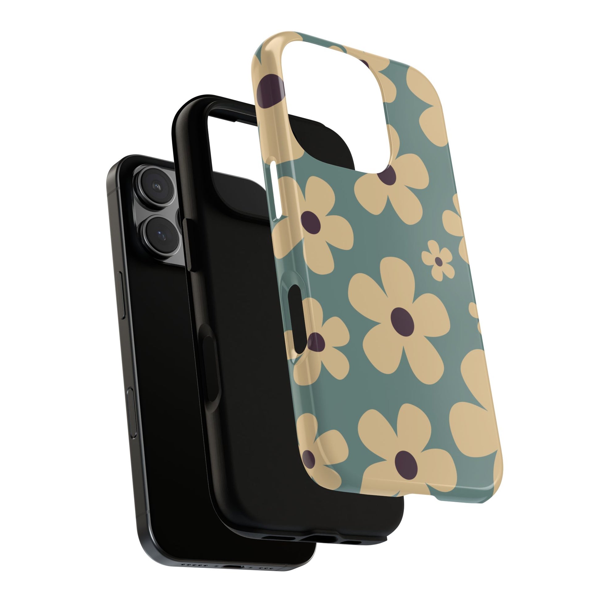 Phone Case - Cute Blue & Cream Daisy Pattern Phone Case