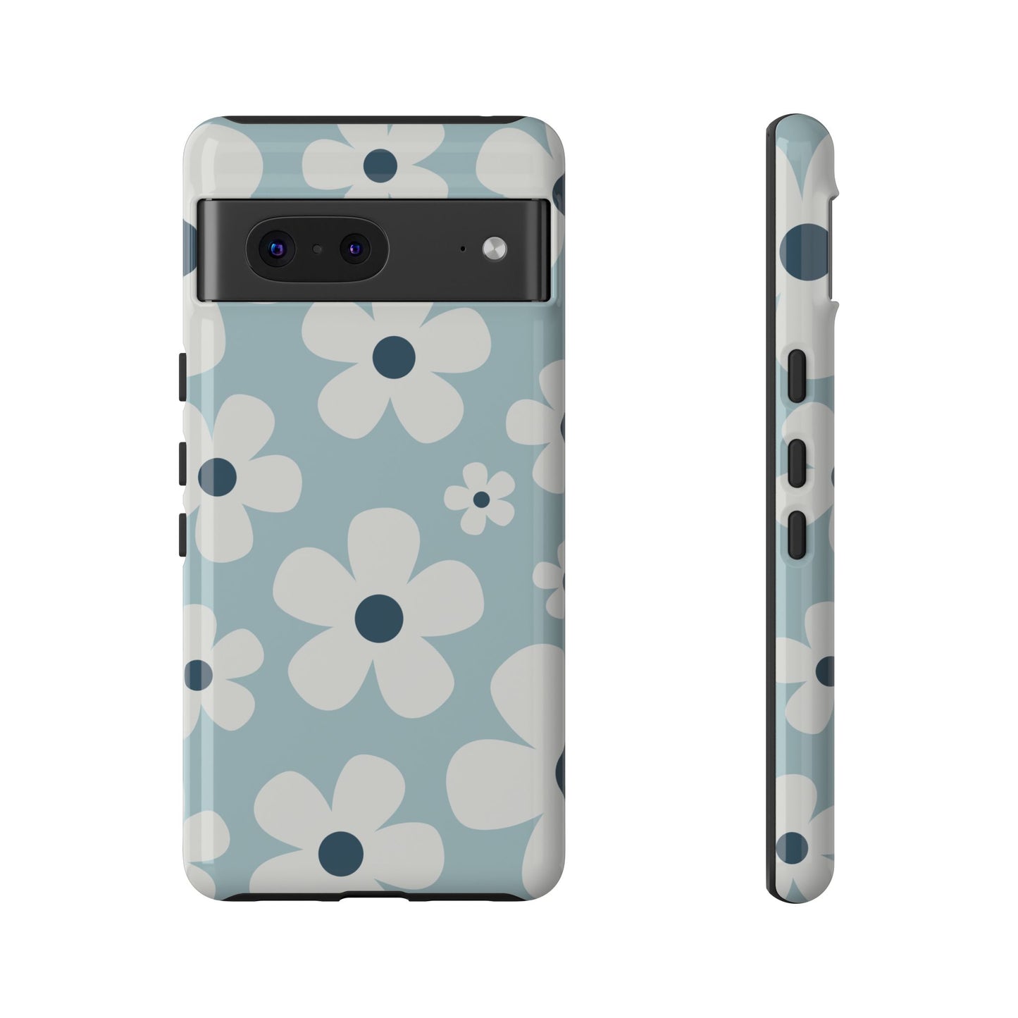 Google Pixel 7 / Glossy Phone Case - Cute Light Blue Daisy Pattern Phone Case