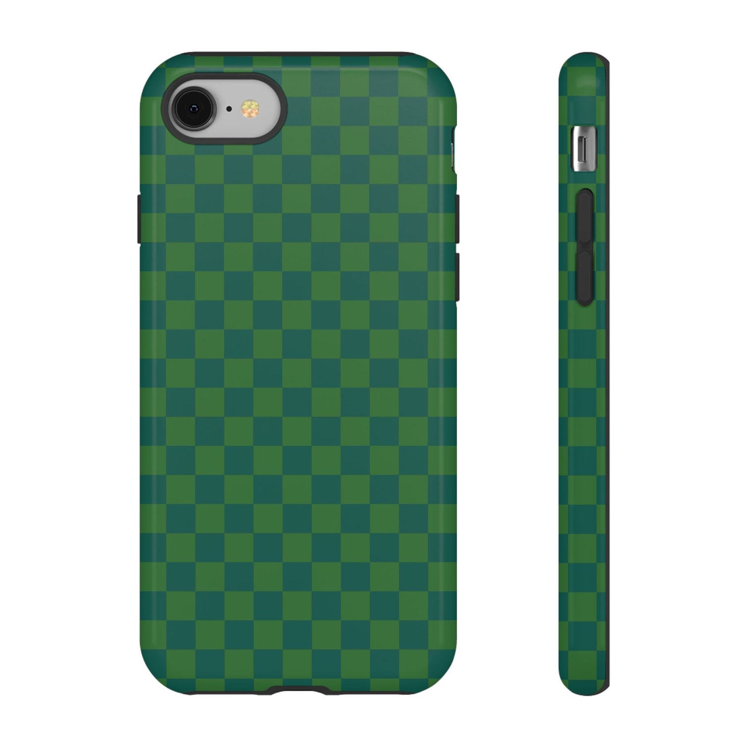 iPhone 8 / Glossy Phone Case - ’Bold Green Checkered Pattern’ Phone Case