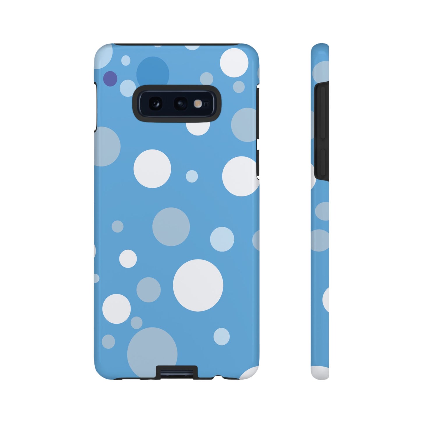 Samsung Galaxy S10E / Glossy Phone Case - ’Bold Blue with White Dot Pattern’ Phone Case