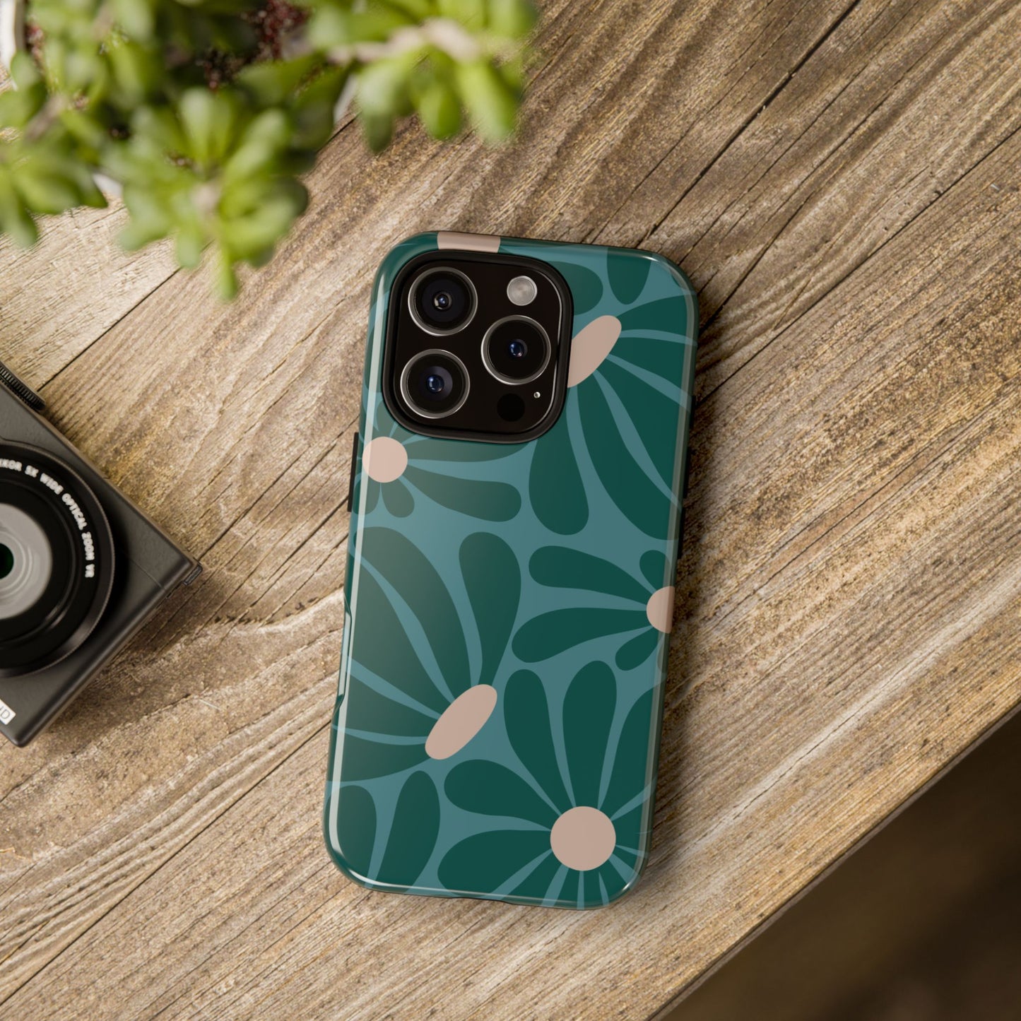 Phone Case - ’Retro Turquoise Daisy Pattern’ Phone Case