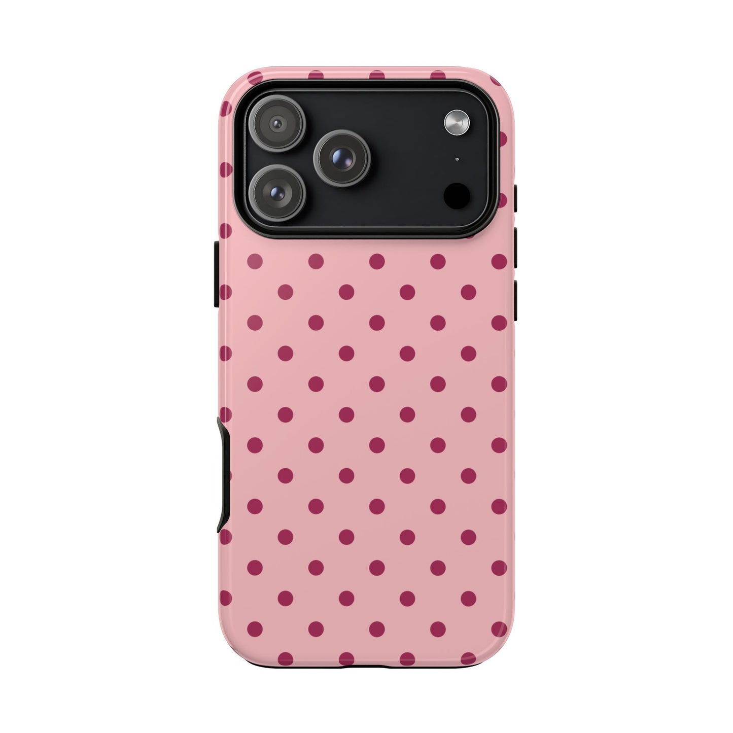 iPhone 17 Pro Max / Glossy Phone Case - ’Pink with Red Dot Pattern’ Phone Case