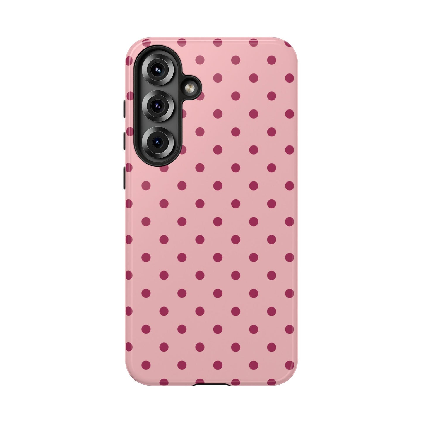 Samsung Galaxy S25 Plus / Glossy Phone Case - ’Pink with Red Dot Pattern’ Phone Case