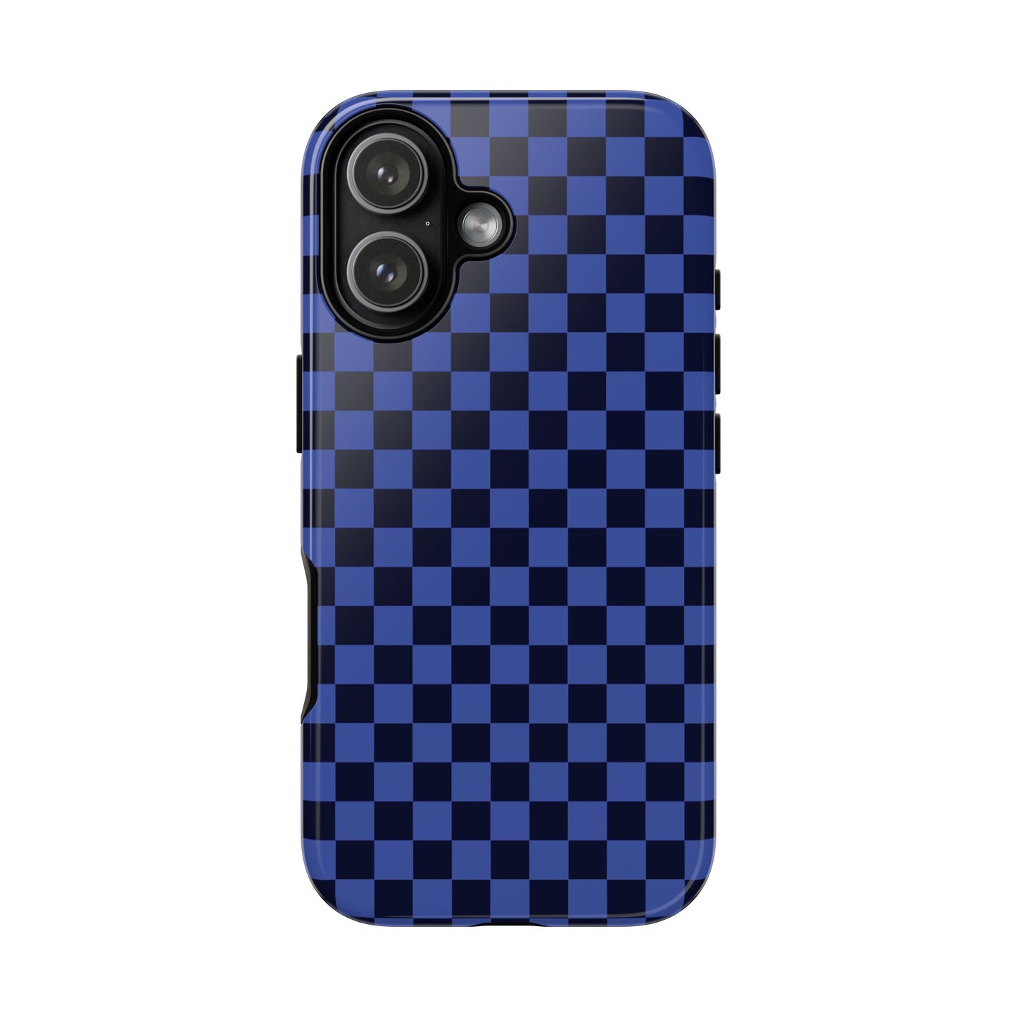 iPhone 17 / Glossy Phone Case - ’Bold Blue Checkered Pattern’ Phone Case