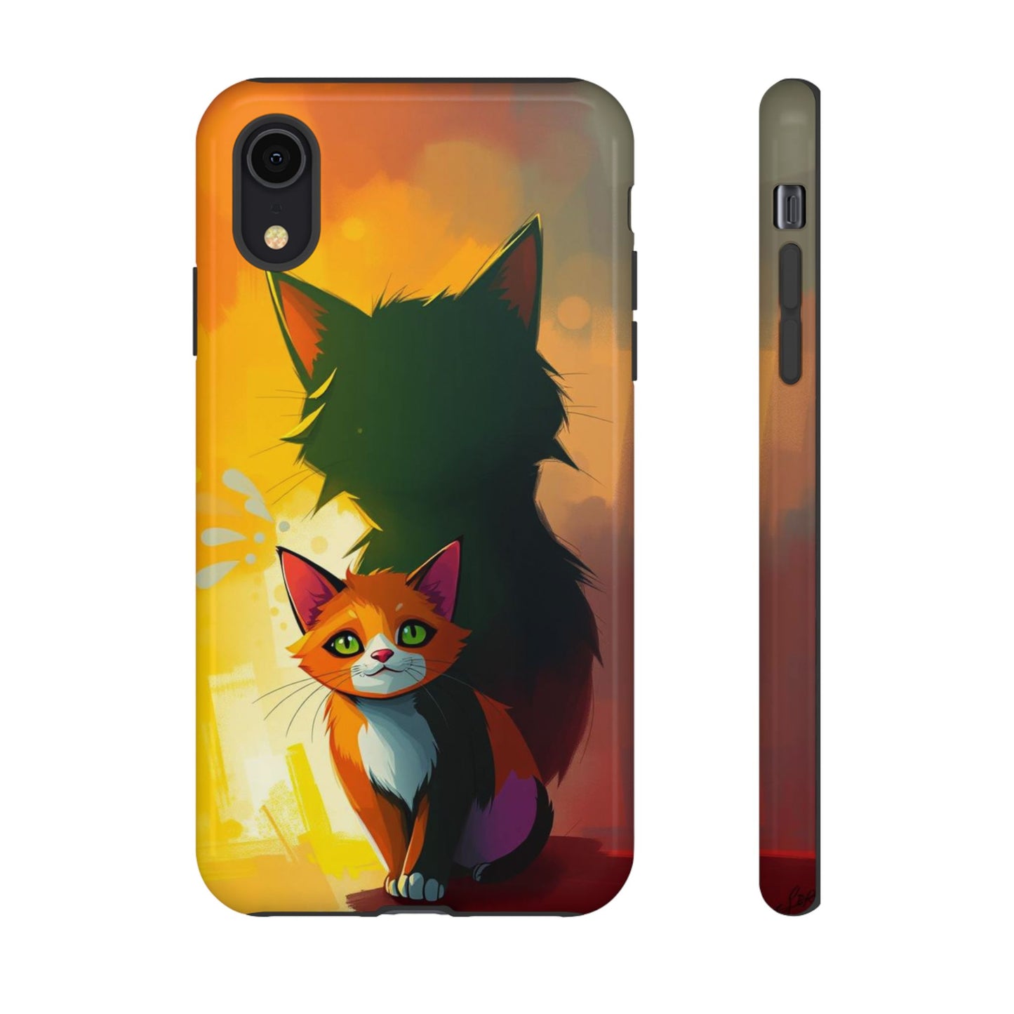 Acrylic Style Shadow Cat Design Phone Case