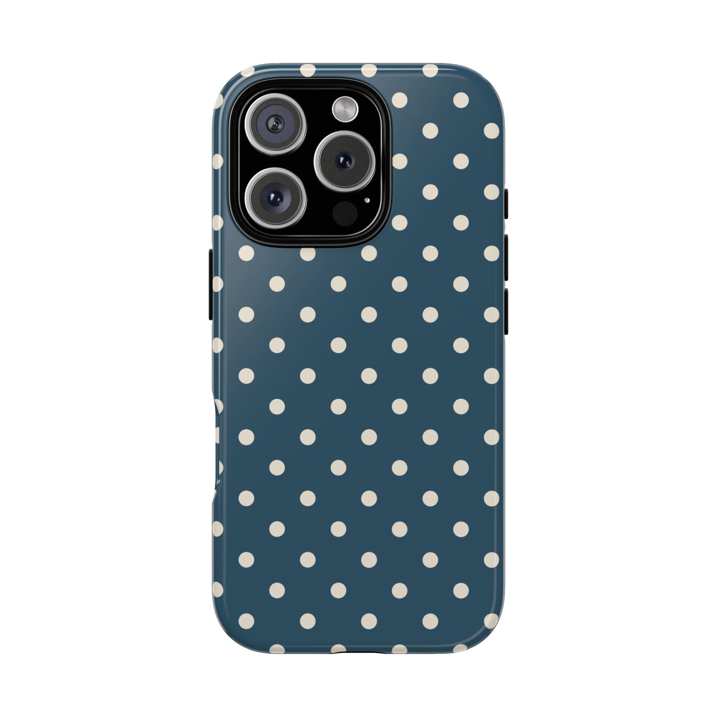 iPhone 16 Pro / Glossy Phone Case - ’Blue & White Dot Pattern’ Phone Case