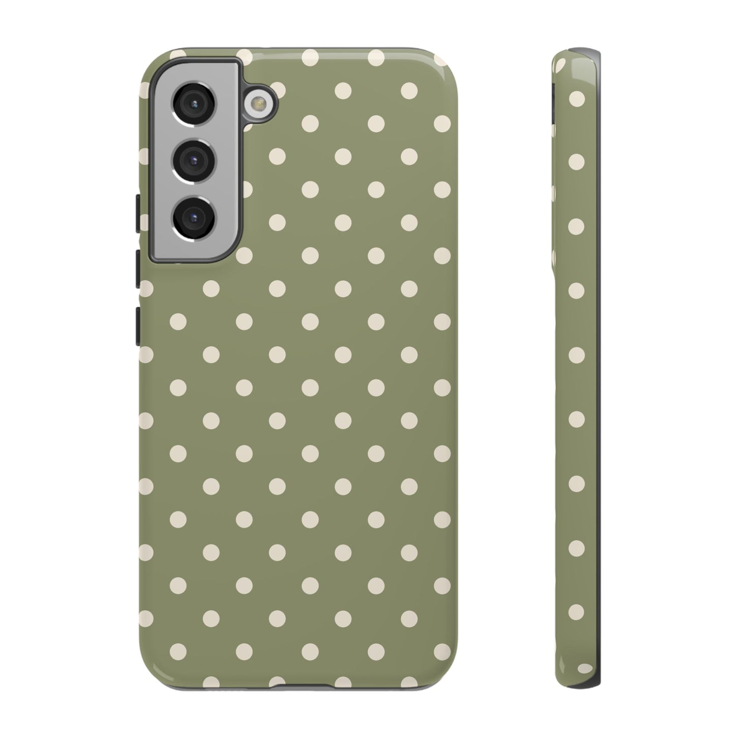 Samsung Galaxy S22 Plus / Glossy Phone Case - ’Green & White Dot Pattern’ Phone Case