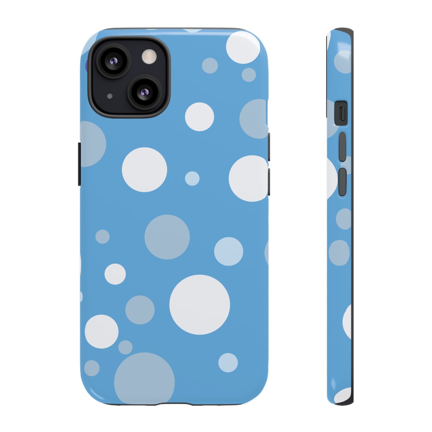 iPhone 13 / Glossy Phone Case - ’Bold Blue with White Dot Pattern’ Phone Case
