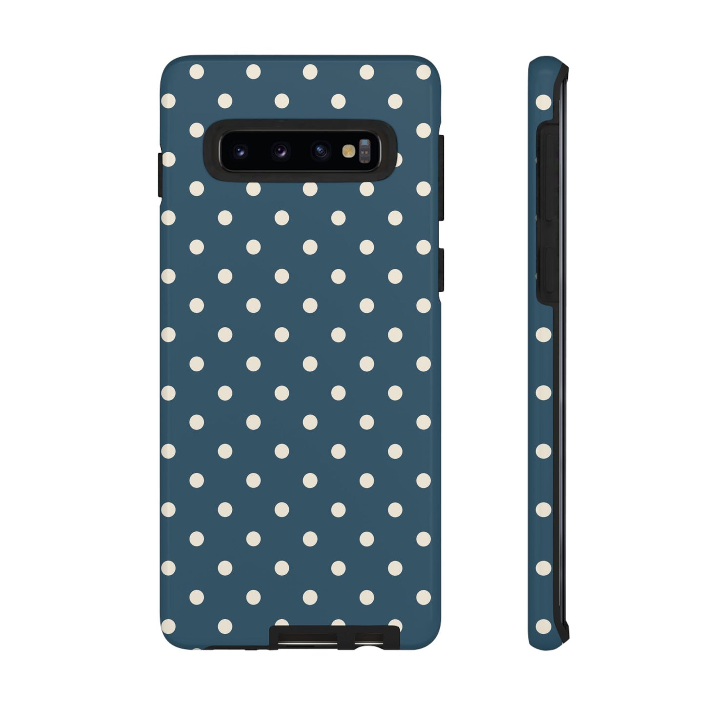 Samsung Galaxy S10 / Glossy Phone Case - ’Blue & White Dot Pattern’ Phone Case