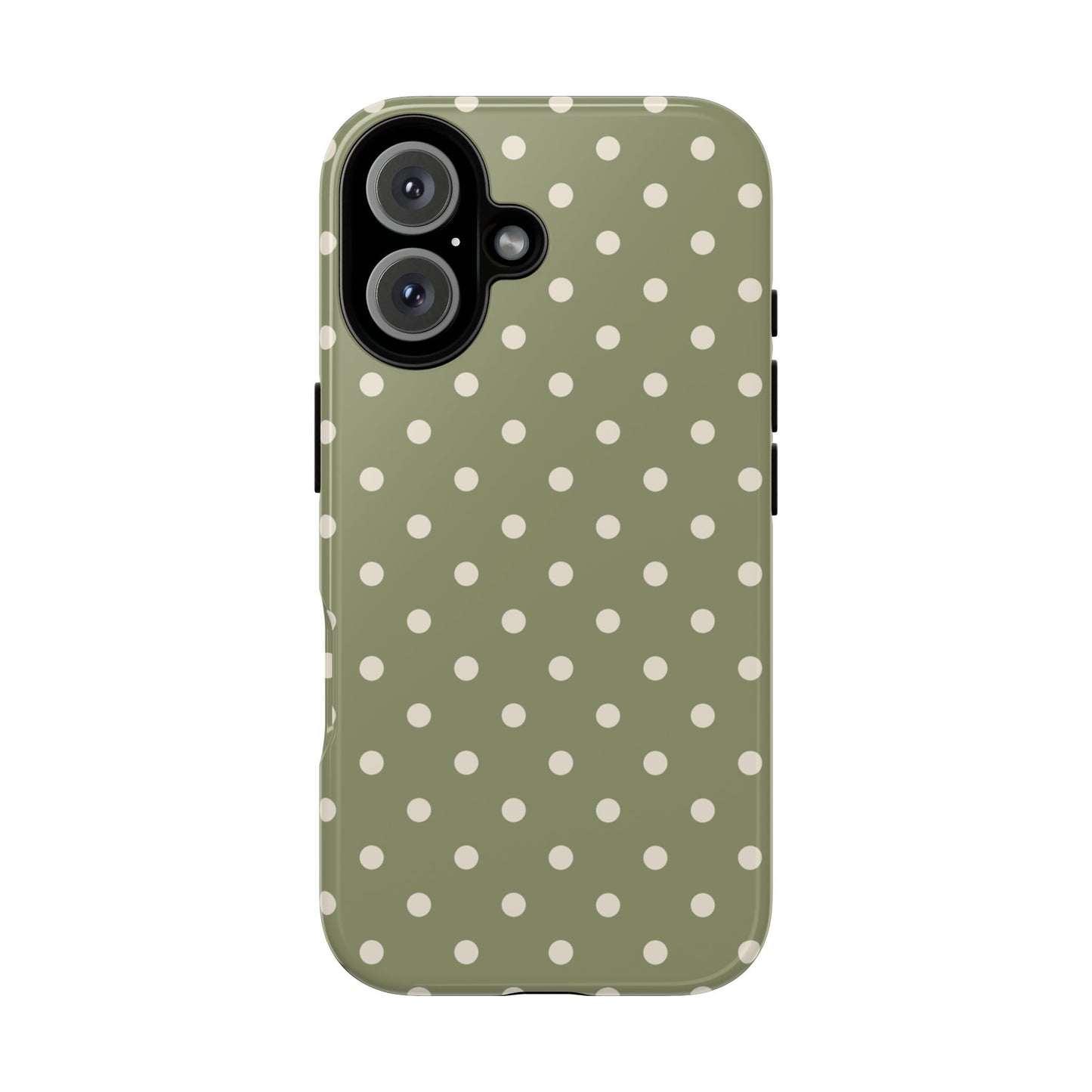 iPhone 16 / Glossy Phone Case - ’Green & White Dot Pattern’ Phone Case