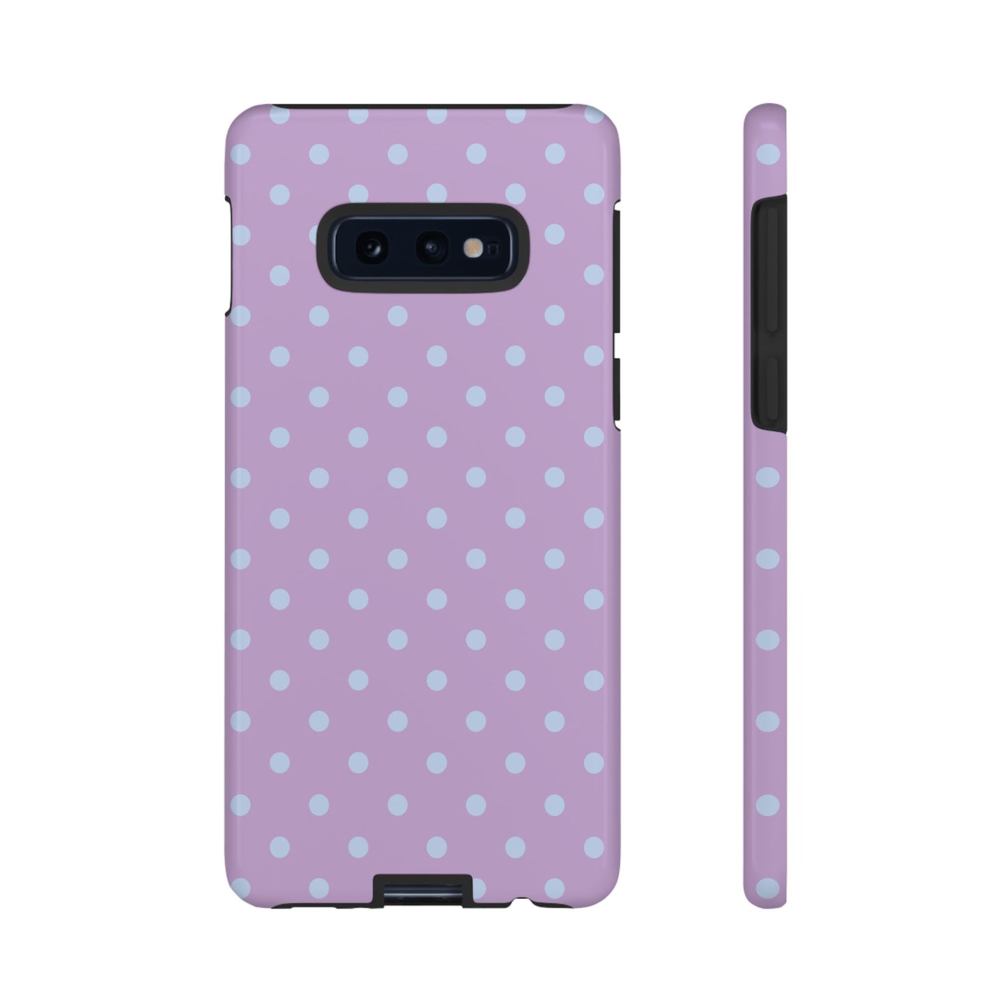 Samsung Galaxy S10E / Glossy Phone Case - Trendy Lilac & Ice Blue Dot Pattern Phone Case