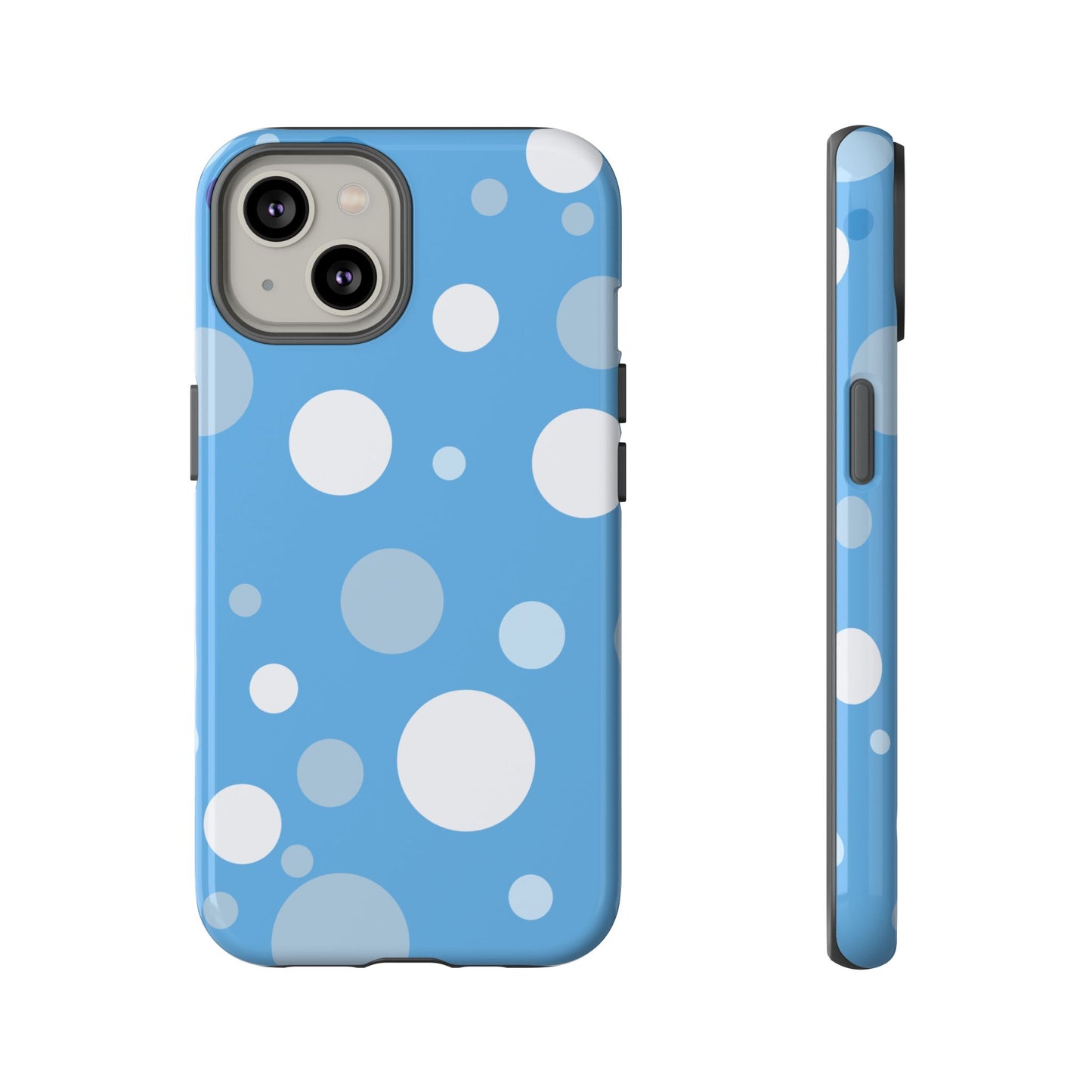 iPhone 14 / Glossy Phone Case - ’Bold Blue with White Dot Pattern’ Phone Case