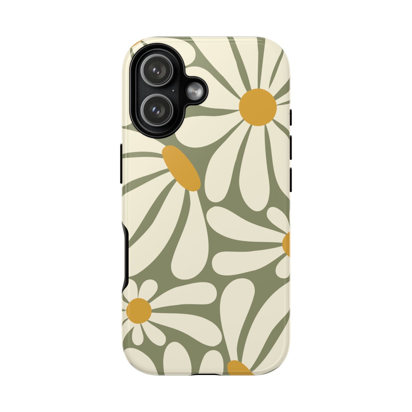iPhone 17 / Glossy Phone Case - ’Retro Green Daisy Pattern #1’ Phone Case