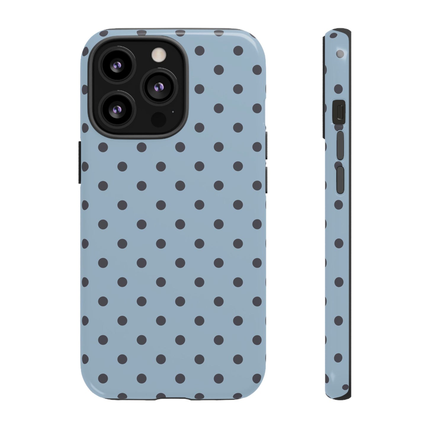 Light Blue with Dark Blue Dot Pattern Phone Case