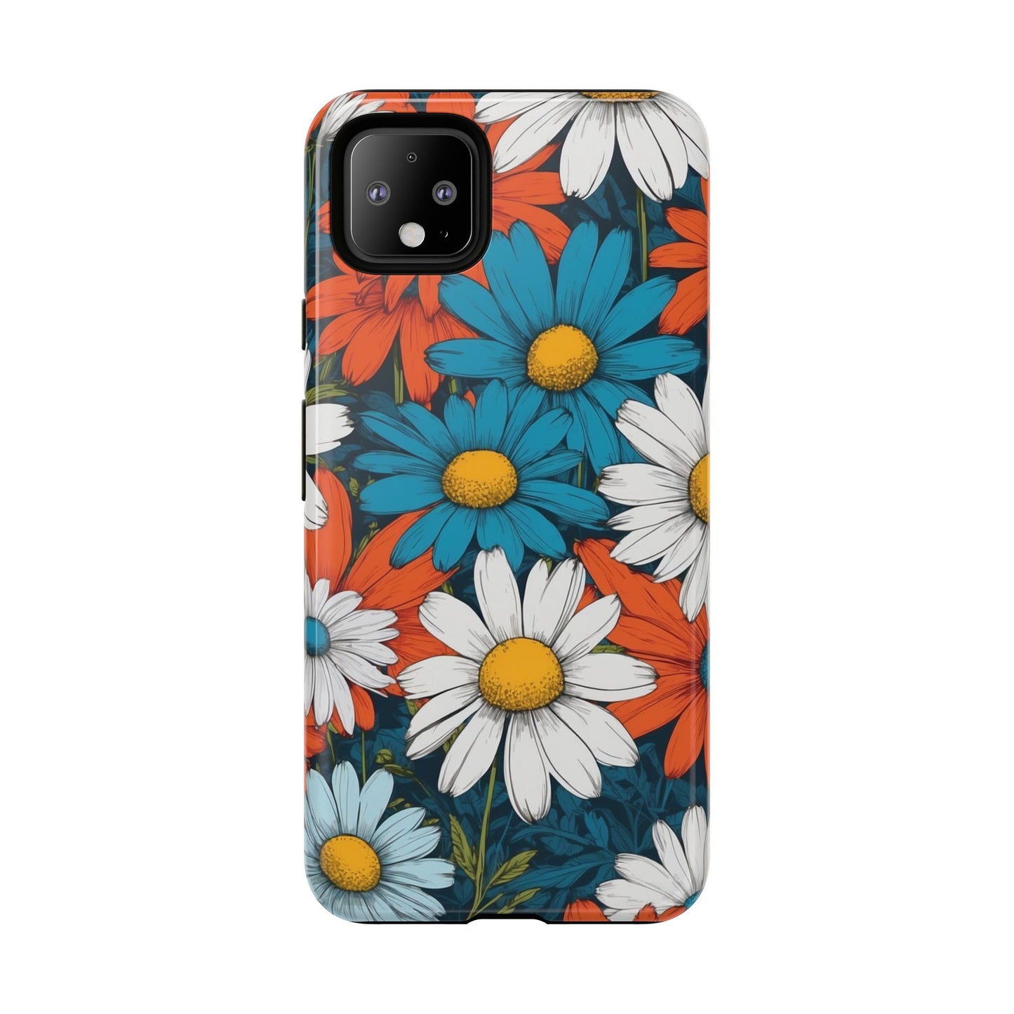Pop Art Daisies Illustration "Red & Blue" Phone Case