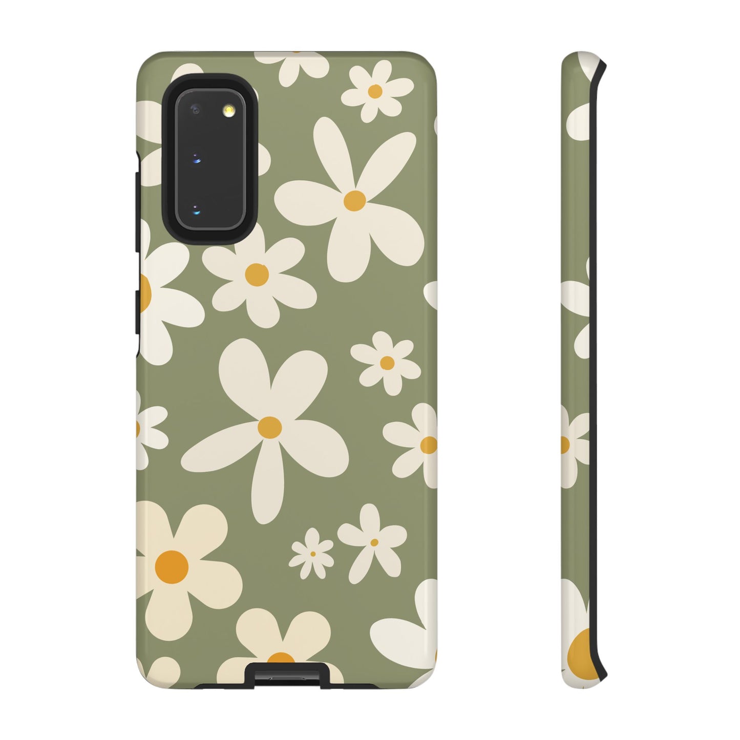 Samsung Galaxy S20 / Glossy Phone Case - ’Green Daisy Pattern’ Phone Case