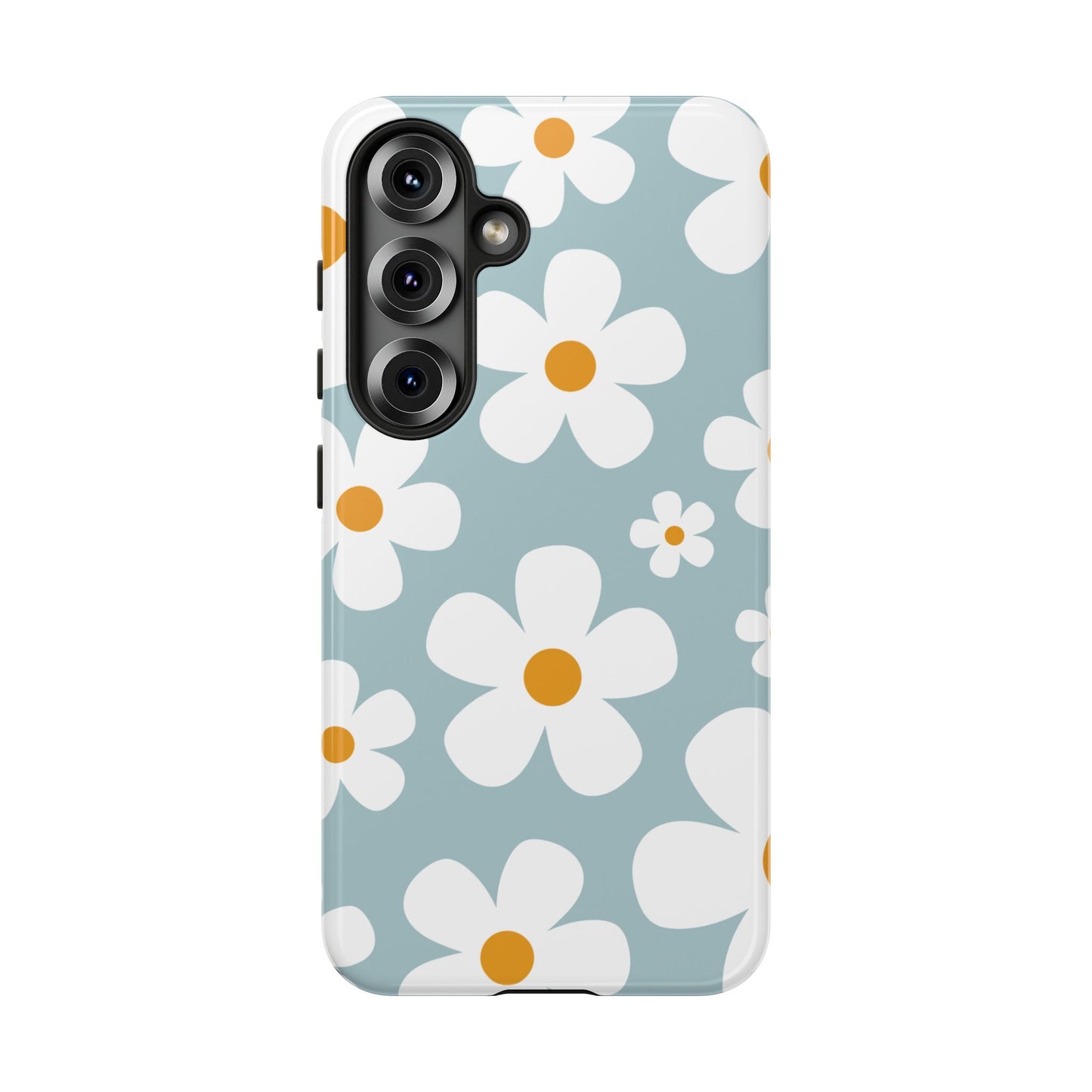 Samsung Galaxy S25 / Glossy Phone Case - ’Blue Daisy Pattern’ Phone Case