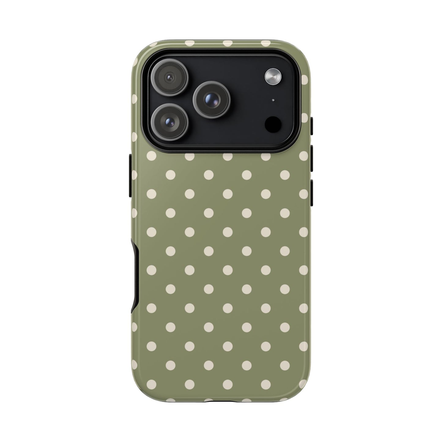 iPhone 17 Pro / Glossy Phone Case - ’Green & White Dot Pattern’ Phone Case