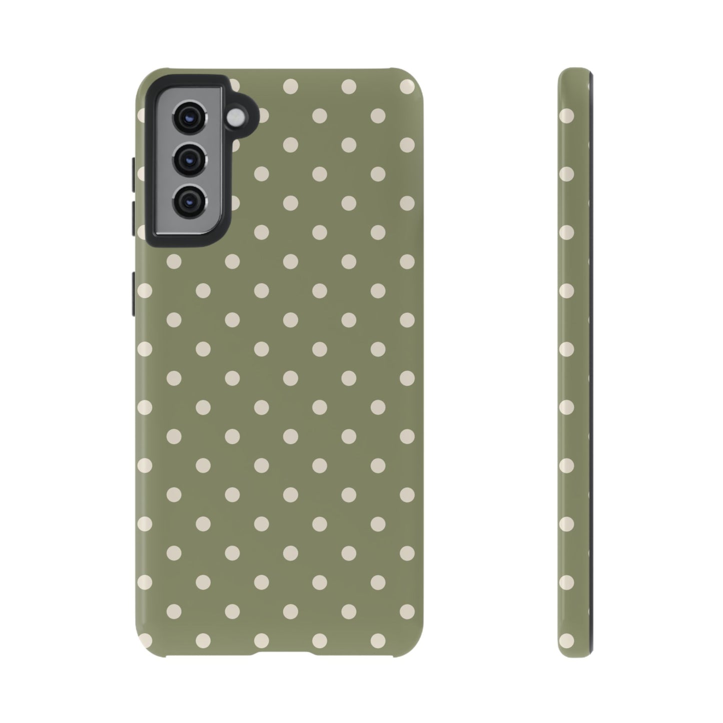 Samsung Galaxy S21 Plus / Glossy Phone Case - ’Green & White Dot Pattern’ Phone Case