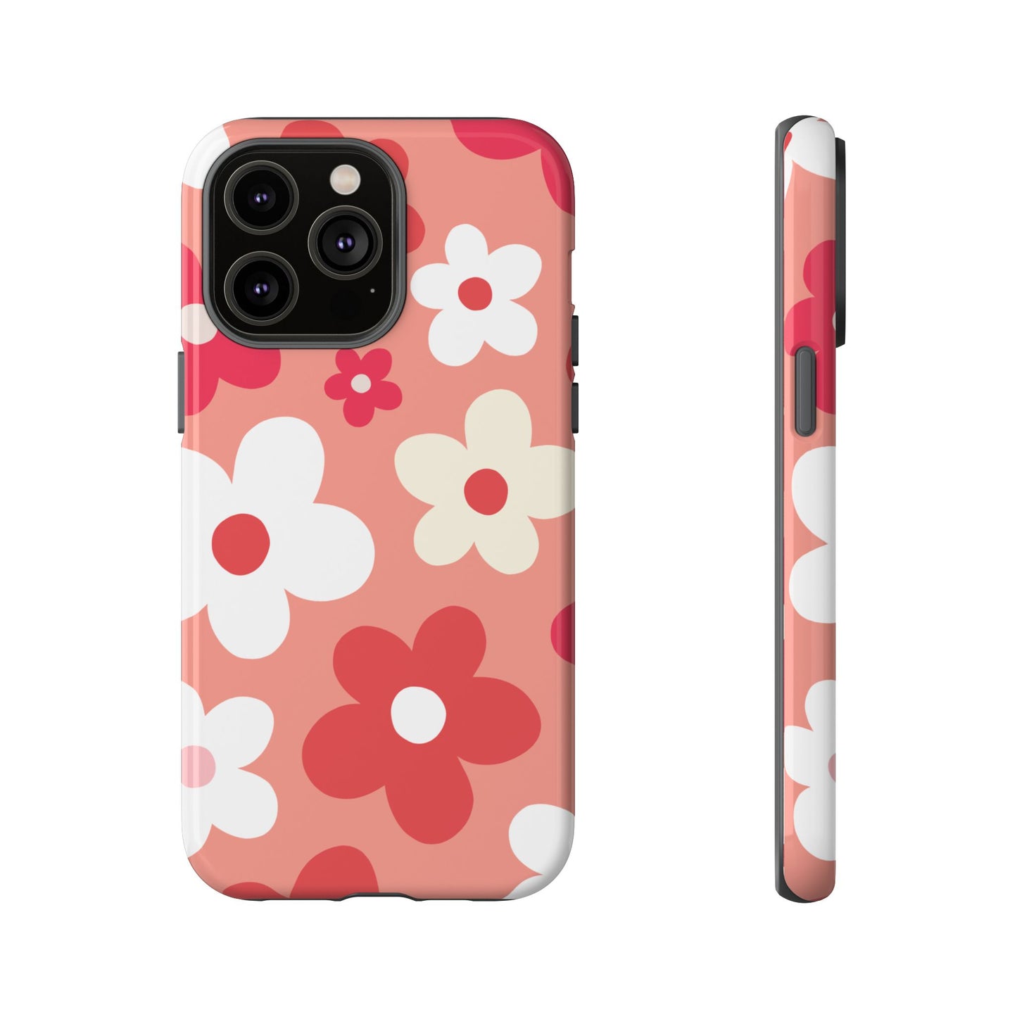 iPhone 14 Pro Max / Glossy Phone Case - ’Pink Daisy Pattern’ Phone Case