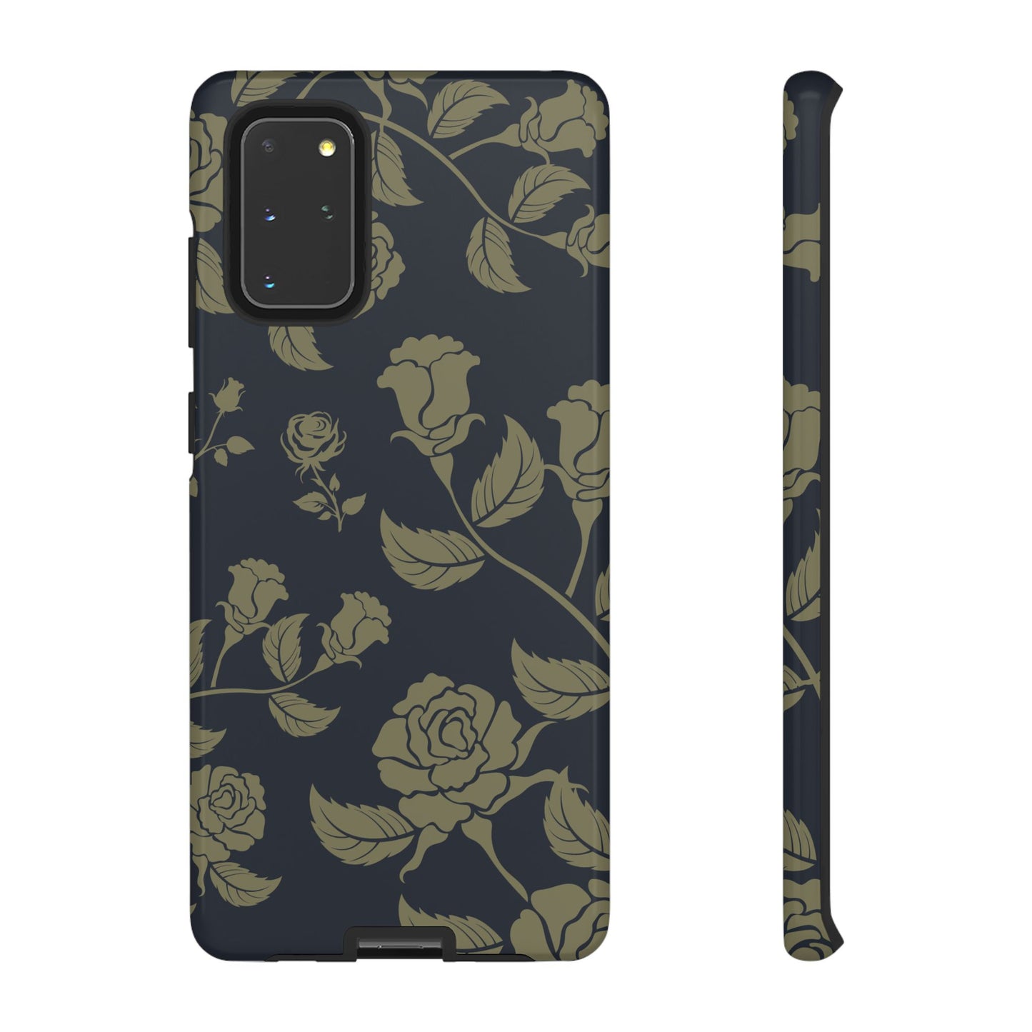 Samsung Galaxy S20+ / Glossy Phone Case - ’Blue & Olive Rose Pattern’ Phone Case