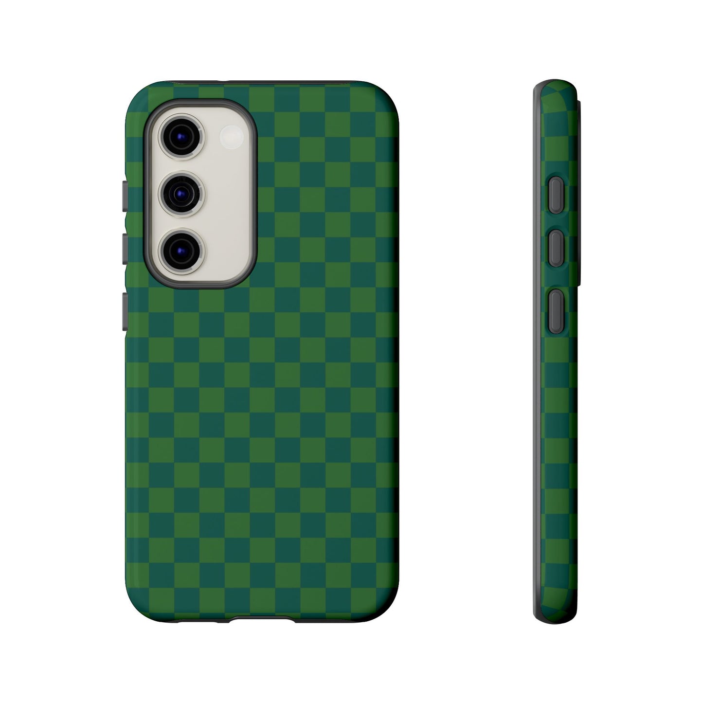 Samsung Galaxy S23 / Glossy Phone Case - ’Bold Green Checkered Pattern’ Phone Case