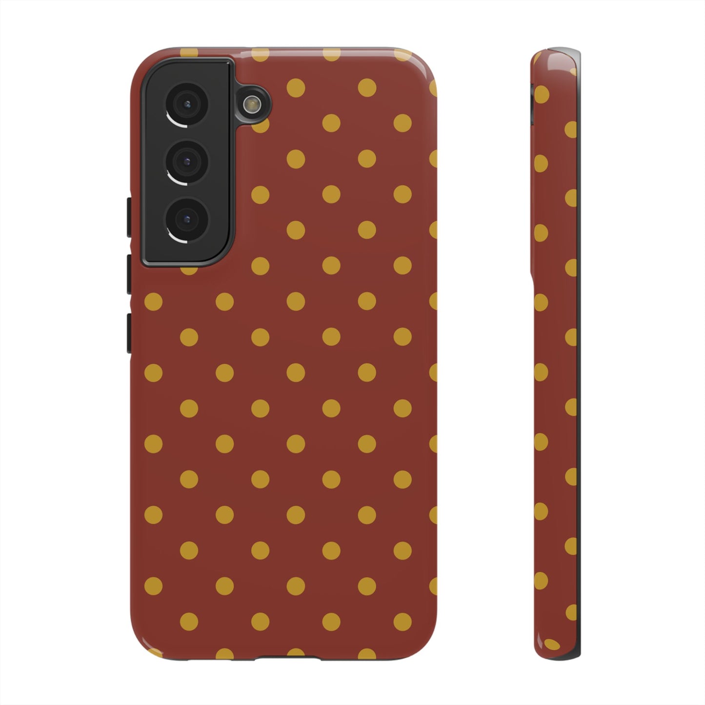Trendy Brown & Mustard Dot Pattern Phone Case