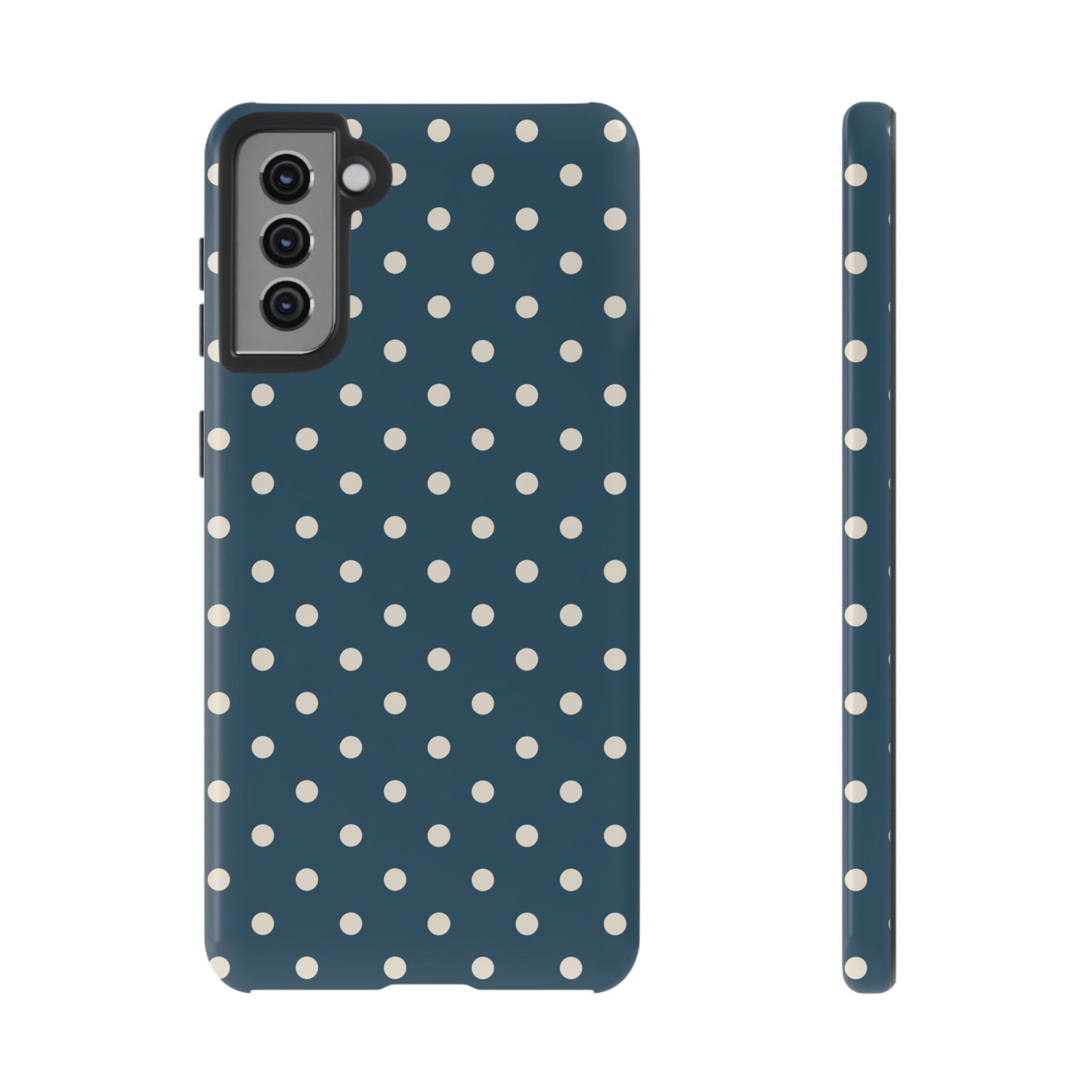 Samsung Galaxy S21 Plus / Glossy Phone Case - ’Blue & White Dot Pattern’ Phone Case