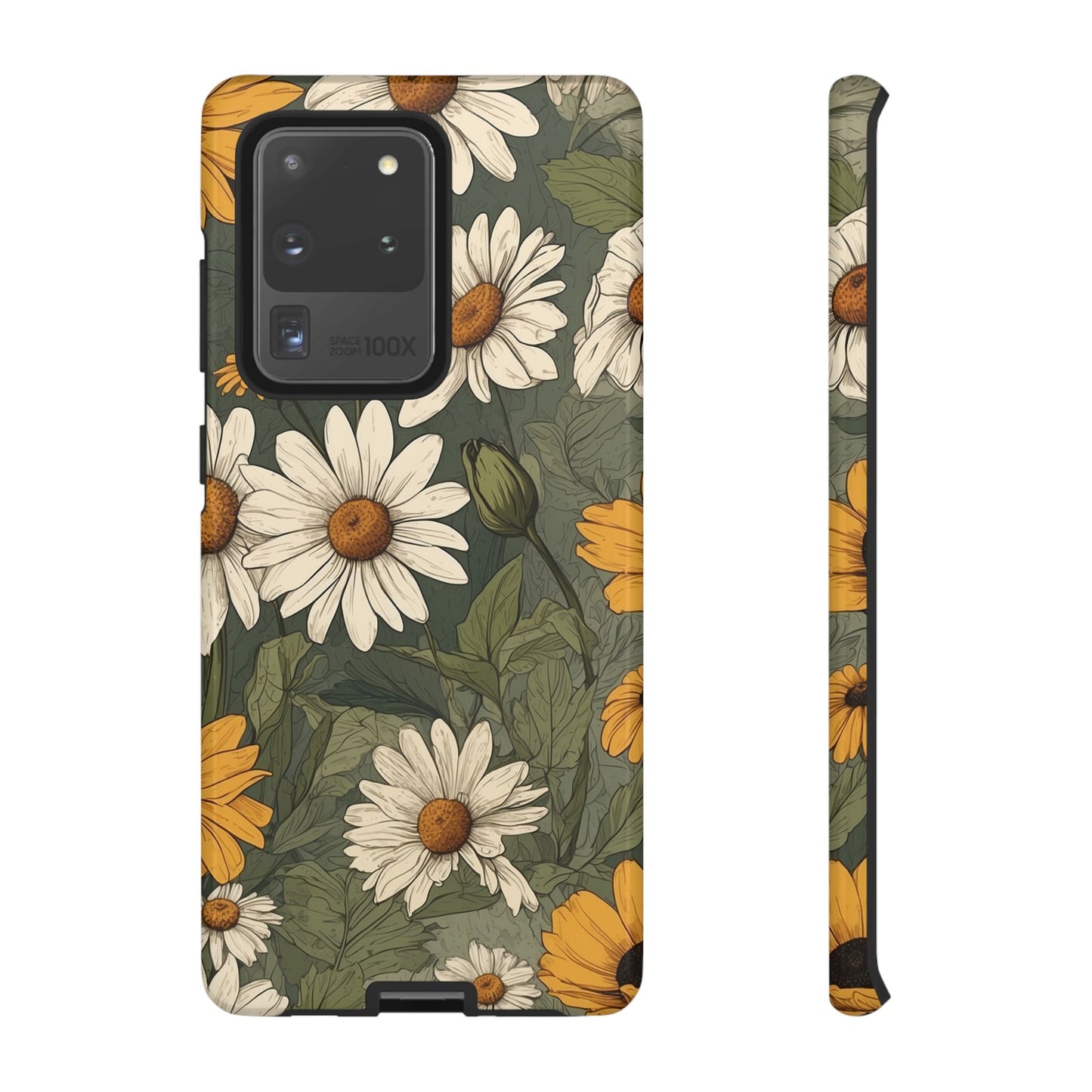 Boho Chic Daisies Floral Pattern "White & Yellow" Phone Case