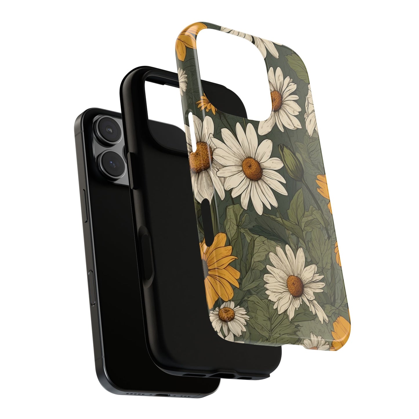 Boho Chic Daisies Floral Pattern "White & Yellow" Phone Case