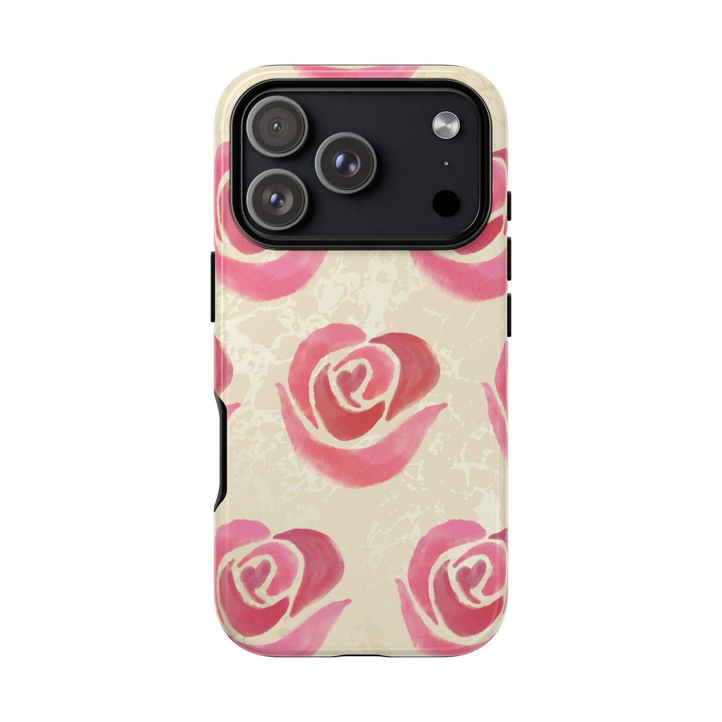 iPhone 17 Pro / Glossy Phone Case - ’Pink Rose Pattern’ Phone Case