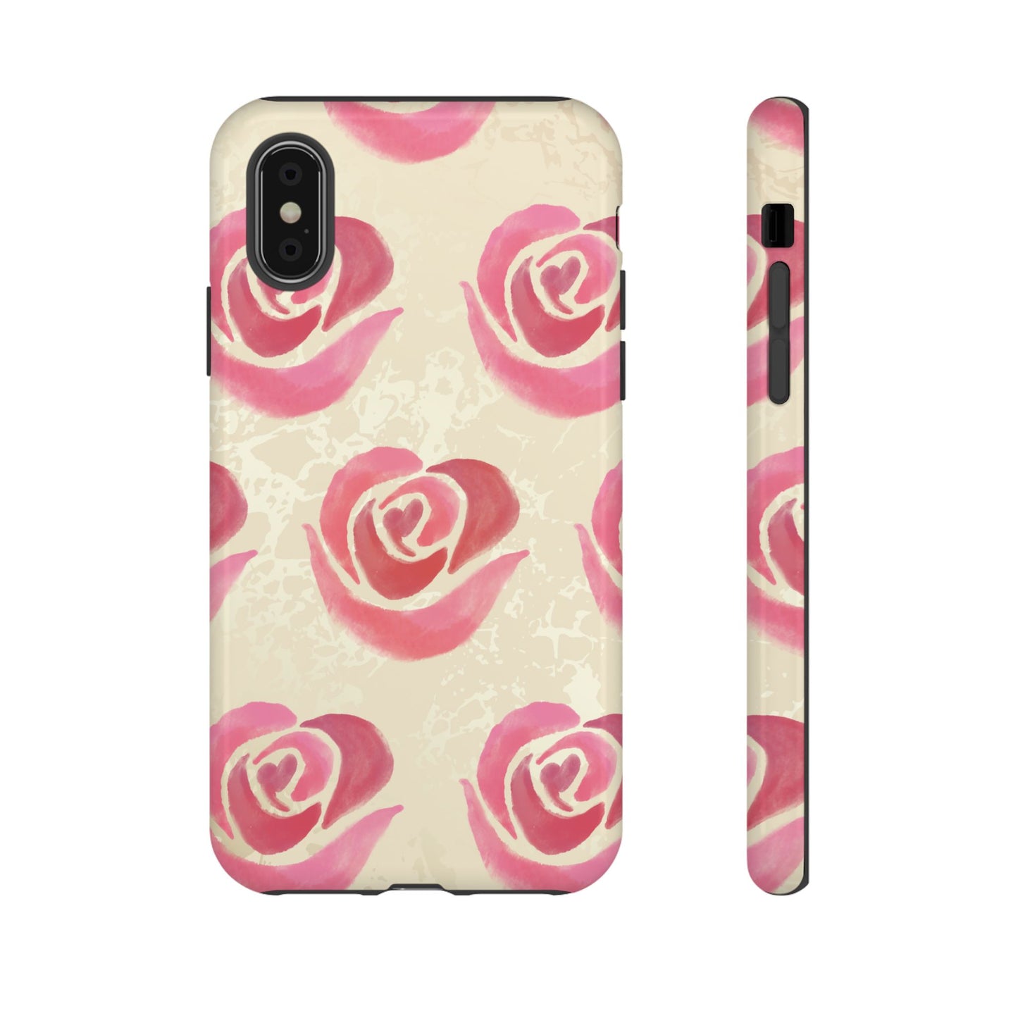 iPhone X / Glossy Phone Case - ’Pink Rose Pattern’ Phone Case